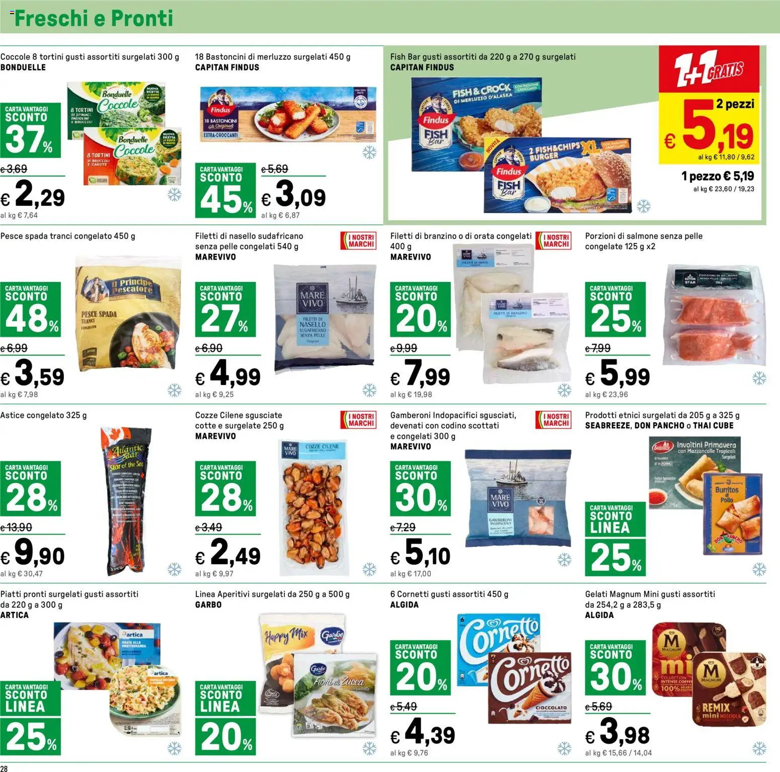 Volantino Iper del 24.11.2025 | Pagina: 28 | Prodotti: Salmone, Cornetto, Nasello, Pesce spada