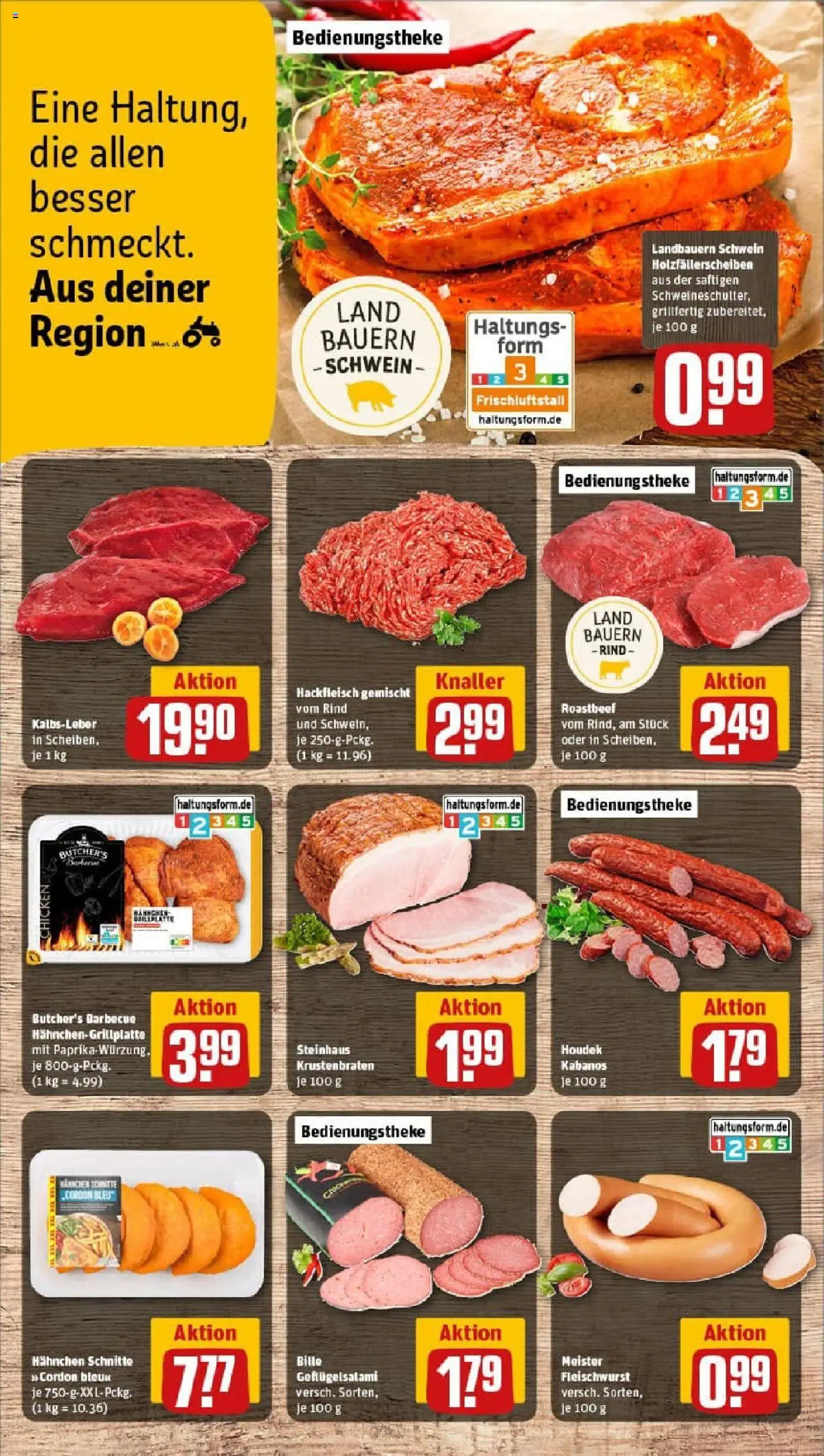 Rewe prospekt Leinfelden-Echterdingen	 - gültig ab dem 13.07.2025 | Seite: 6 | Produkte: Hahnchen, Krustenbraten, Kalbsleber, Hackfleisch