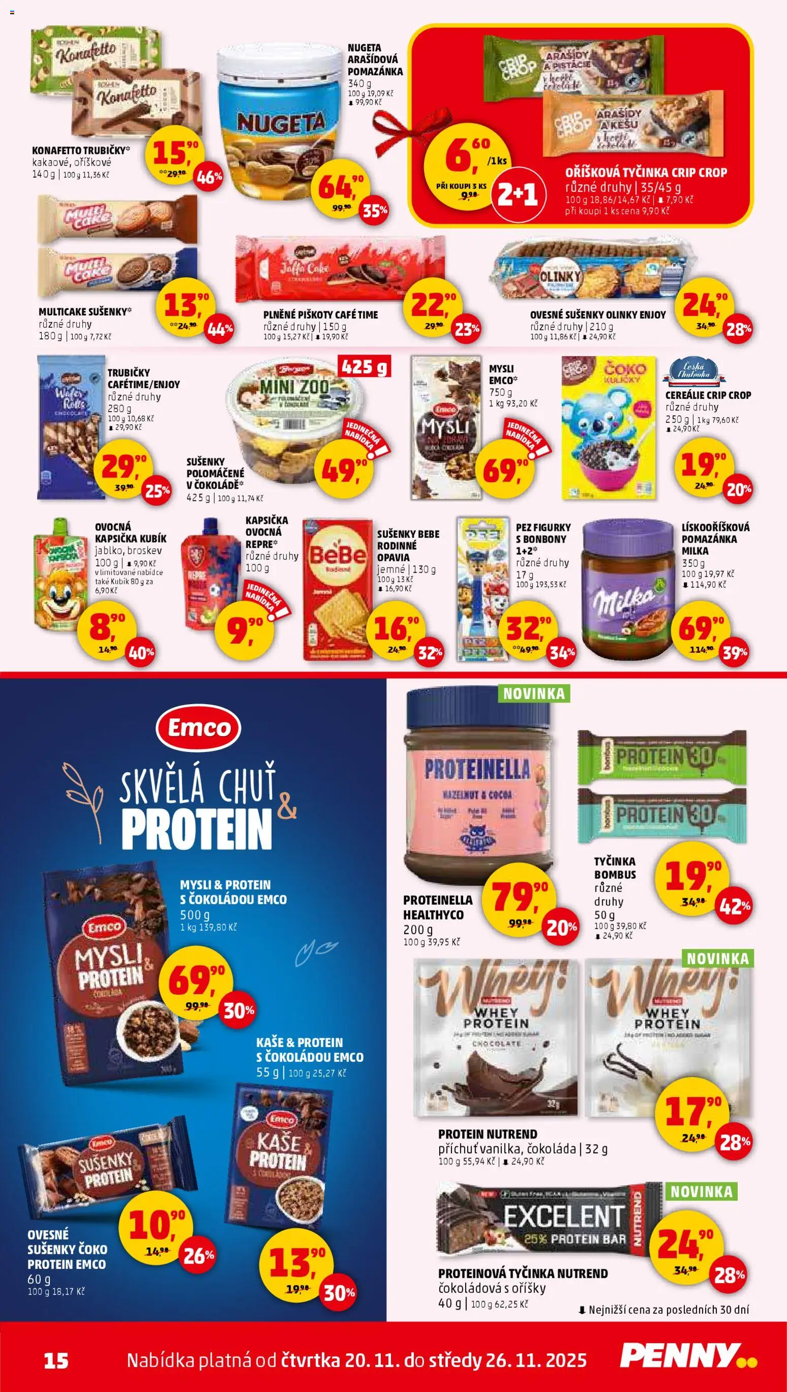 Penny Market leták - Čtvrtečník od 20.11.2025 | Strana: 15 | Produkty: Crip Crop, Piškoty, Ovocná kapsička, Oříšky