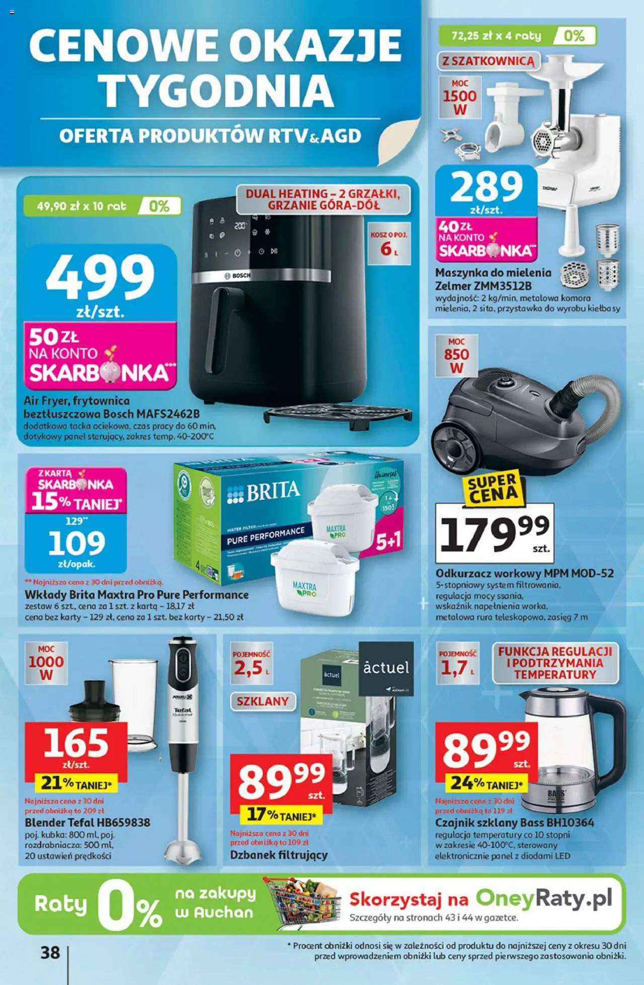 Auchan Gazetka - Pewność niskich cen Hipermarket od 18.09.2025 | Strona: 38 | Produkty: Dzbanek, Czajnik, Odkurzacz, Dzbanek filtrujący