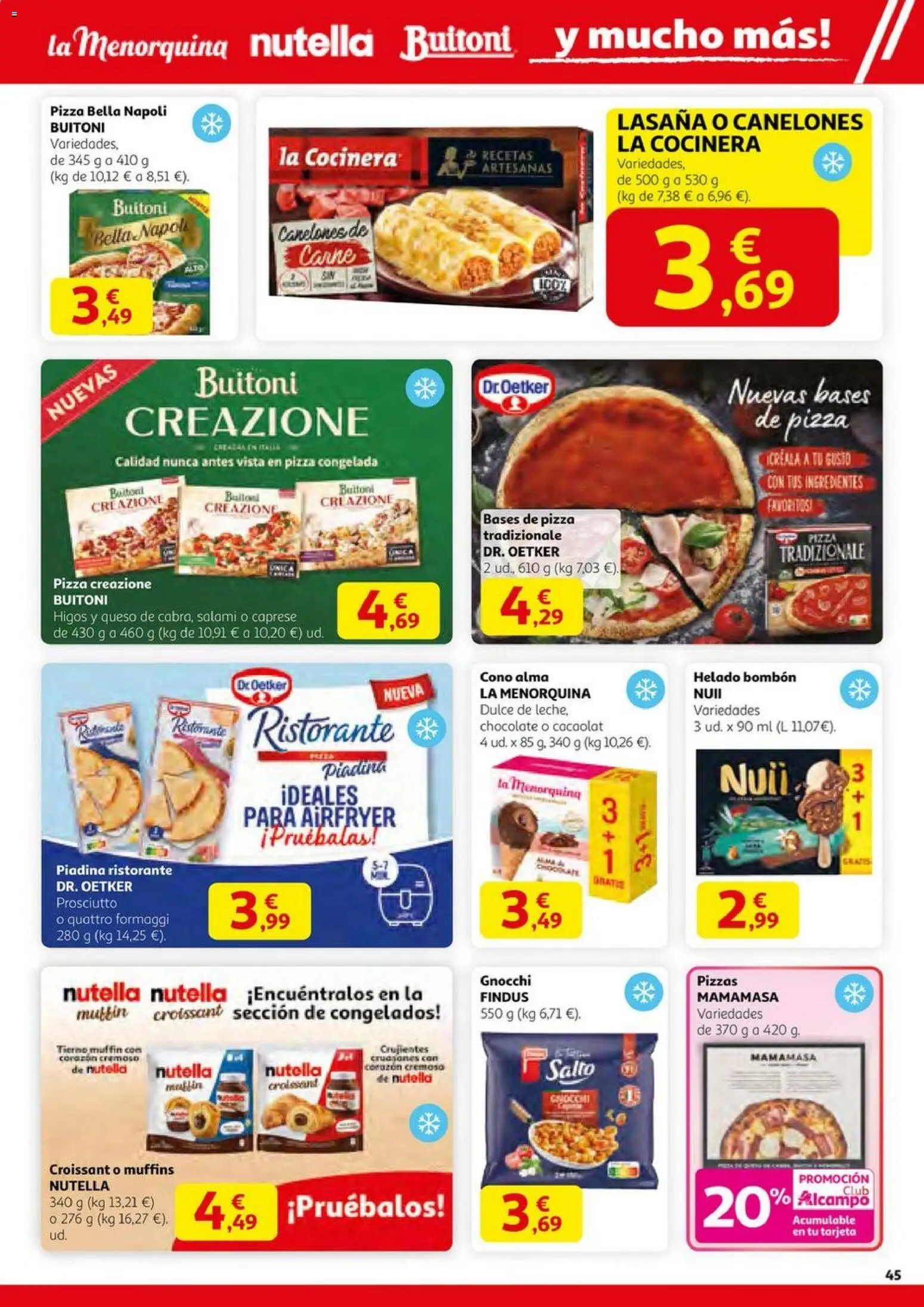 Alcampo - HG Nacional │ válido desde el 23.10.2025 | Página: 45 | Productos: Queso, Helado, Σαντιγύ, Canelones