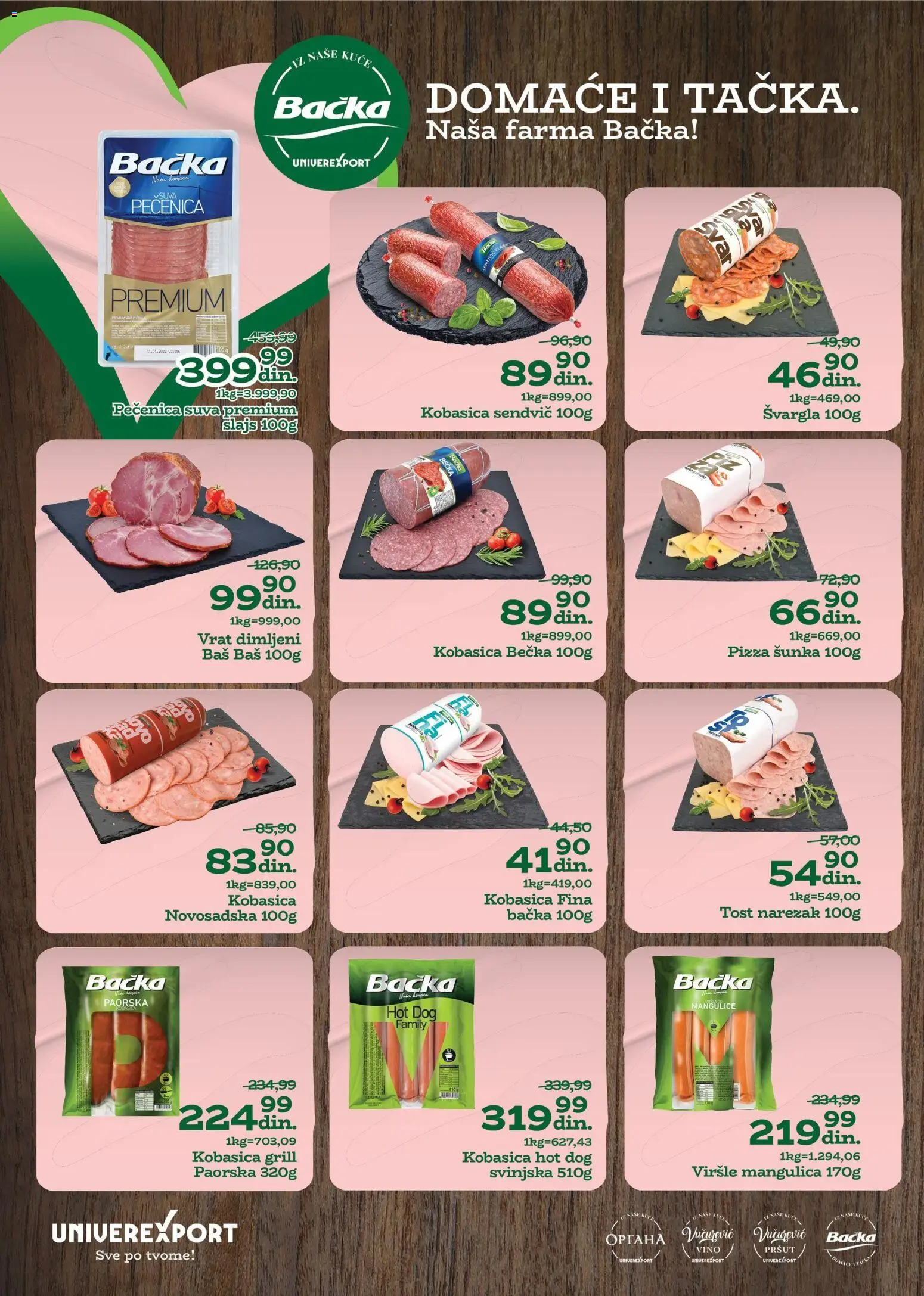Univerexport katalog - važi od 24.11.2025 | Strana: 4 | Proizvode: Pršut, Viršle, Narezak, Vino