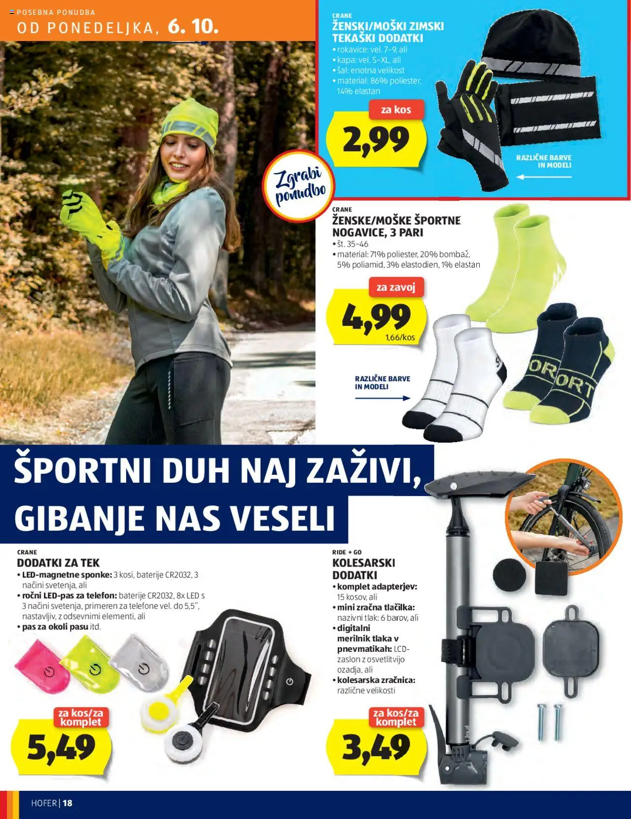 Novi Hofer katalog ponudbe – veljaven od 02.10.2025 | Stran: 18 | Izdelki: Baterije, Kos, Rokavice, Pas
