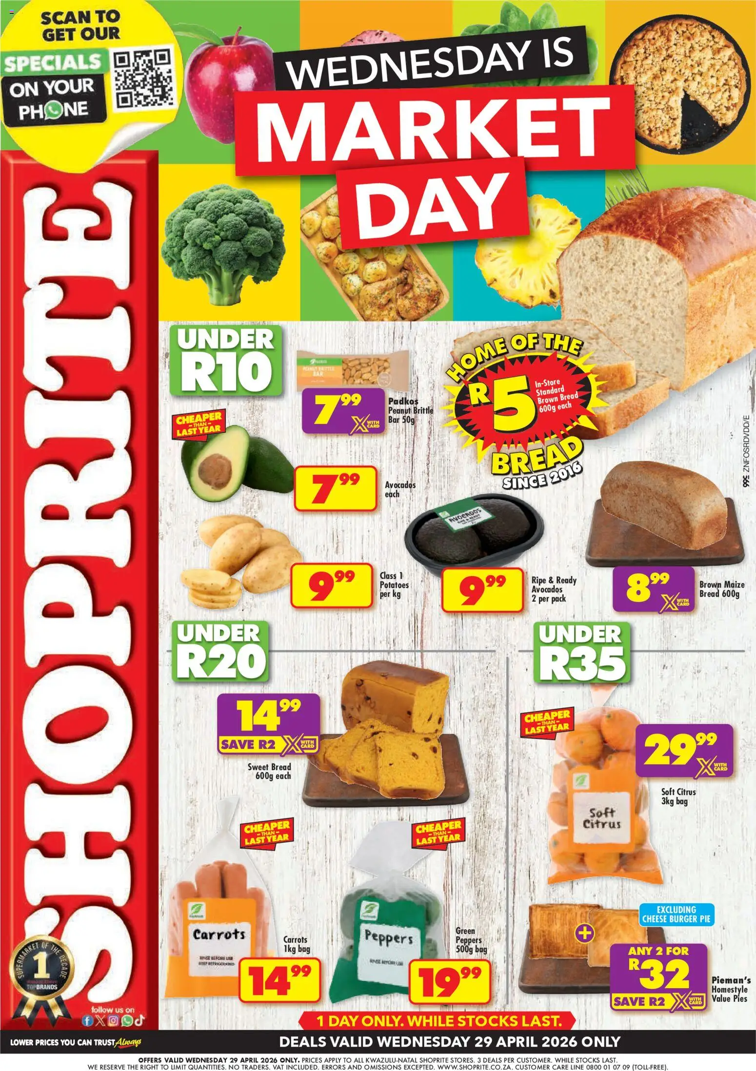 New Shoprite catalogue – valid from 29.04.2026 | Page: 1 | Products: Bag, Bread, Avocados, Potatoes