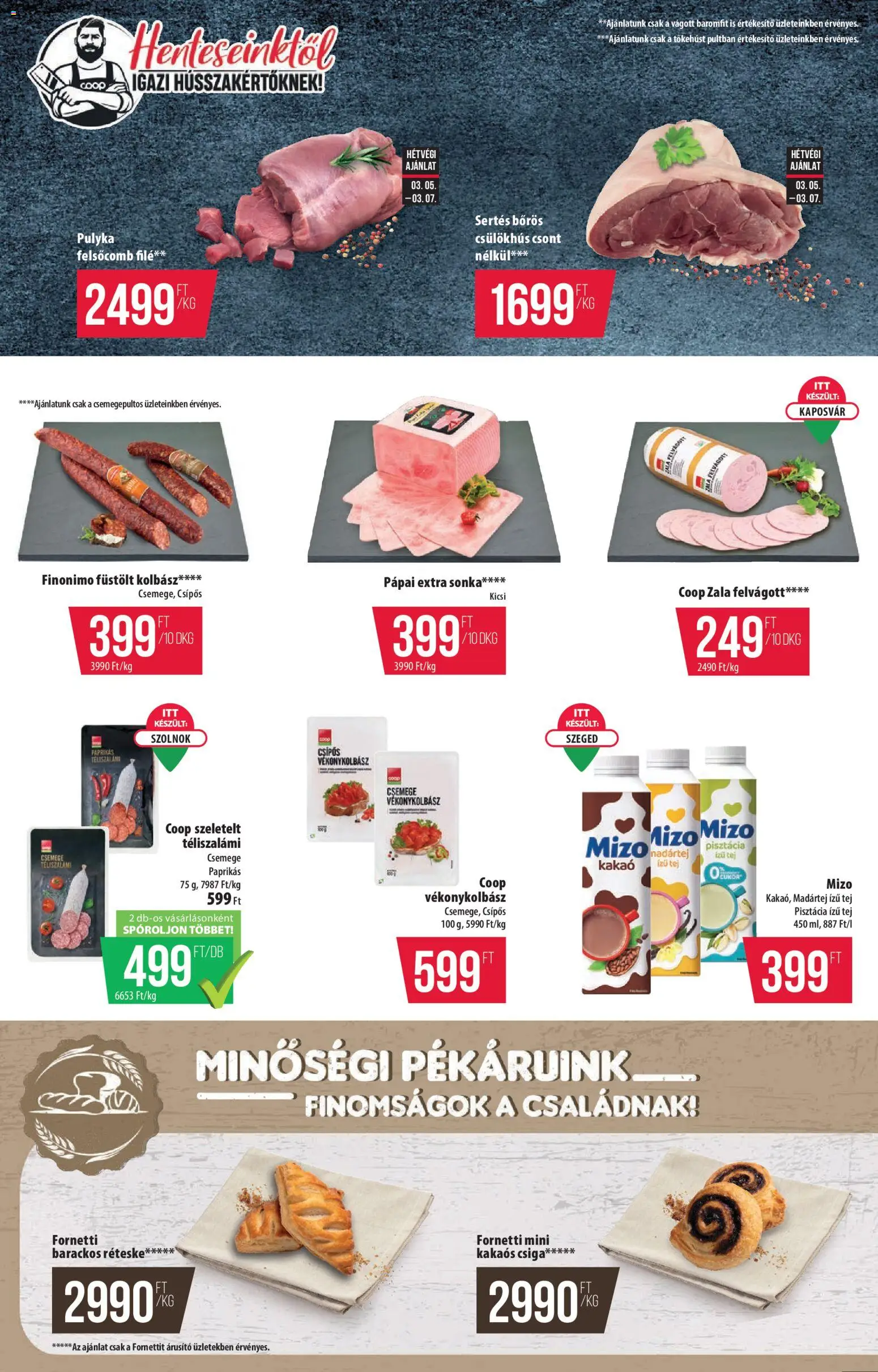 COOP akciós ujság - amely érvényes a következő dátumtól: 05.03.2026 | Oldal: 2 | Termékek: Kolbász, Pisztácia, Tej, Felvágott