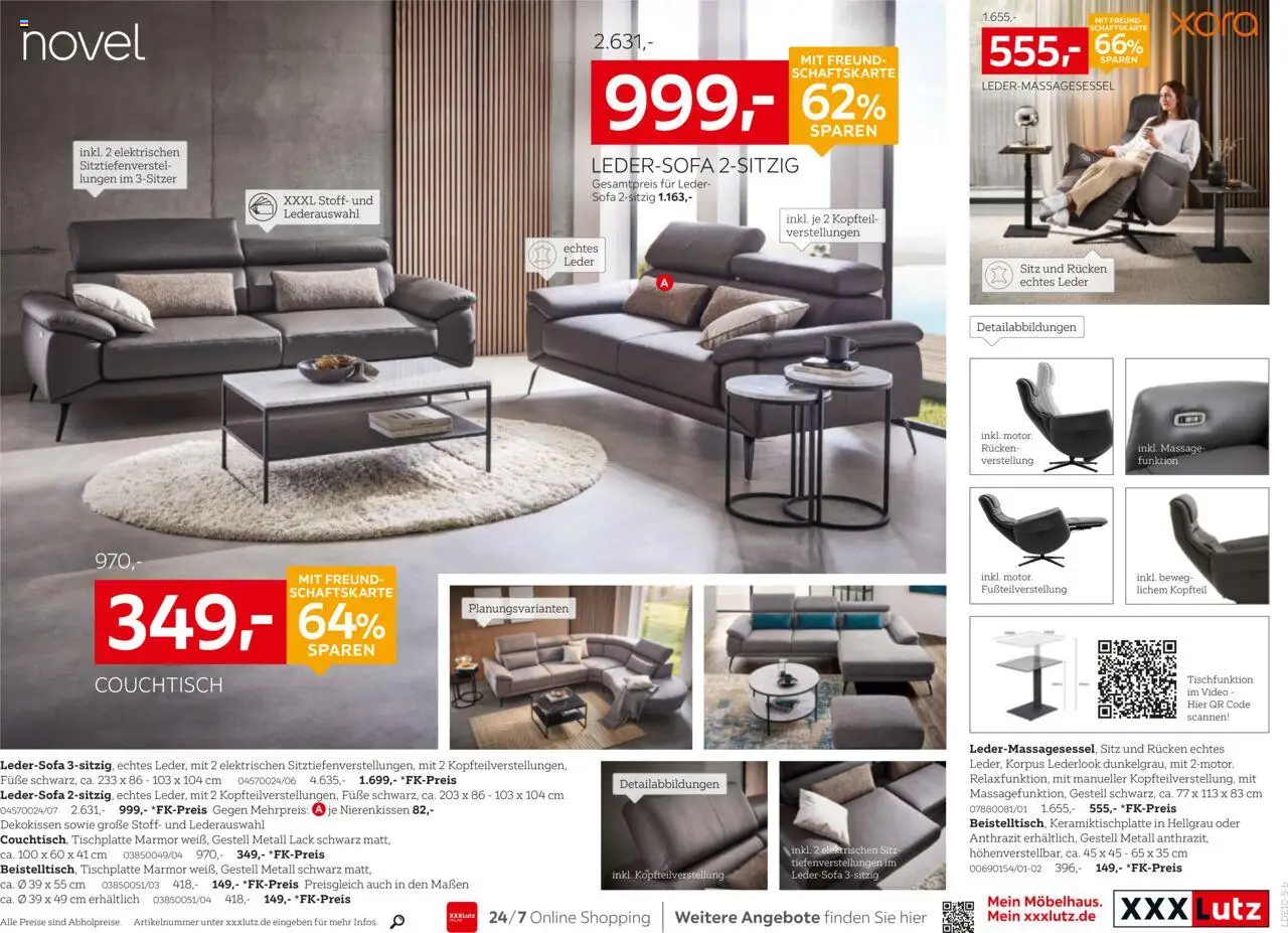 XXXL Lutz Deutschlands Nr. 1 beim Preis! – gültig ab 22.09.2025 | Seite: 7 | Produkte: Ledersofa, Sofa, Couchtisch, Video