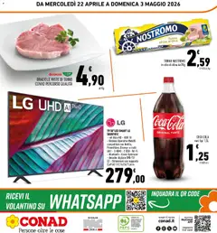 Anteprima del volantino TV 50"LED SMART LG 50UR781C, TV 50"LED SMART LG 50UR781C - 4K Ultra HD - HDR 10 - Sistema Operativo WebOS compatibile con Netflix, PrimeVideo, Disney+ e molti altri - 3 HDMI - 2 USB - Wi-Fi - Bluetooth - Game Optimizer - decoder digitale DVB-T2/S2 - Dimensioni con supporto (LxPxA) 112,1x23x71,6cm valido a partire dal 22.04.2026 | Pagina: 32 | Prodotti: smart TV, Decoder, Olio, Coca Cola