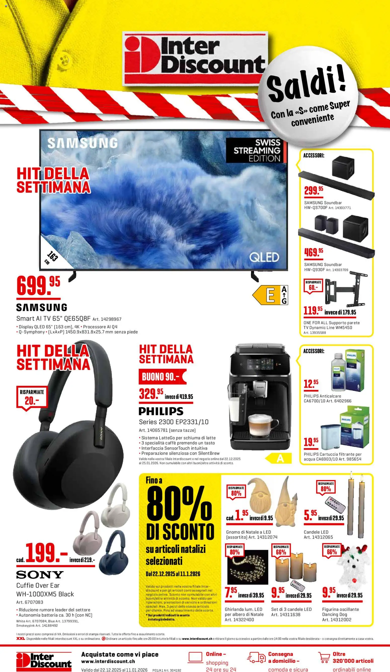 Interdiscount Aktionen IT – gültig ab 22.12.2025 | Seite: 1 | Produkte: TV, Samsung, Sony, Philips