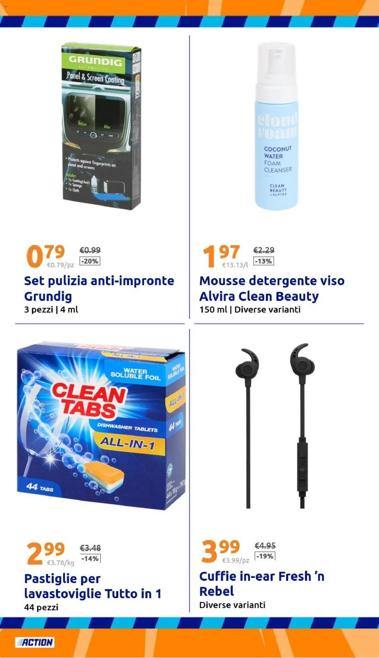 Volantino Action del 07.01.2026 | Pagina: 26 | Prodotti: Detergente, Lavastoviglie, Cuffie