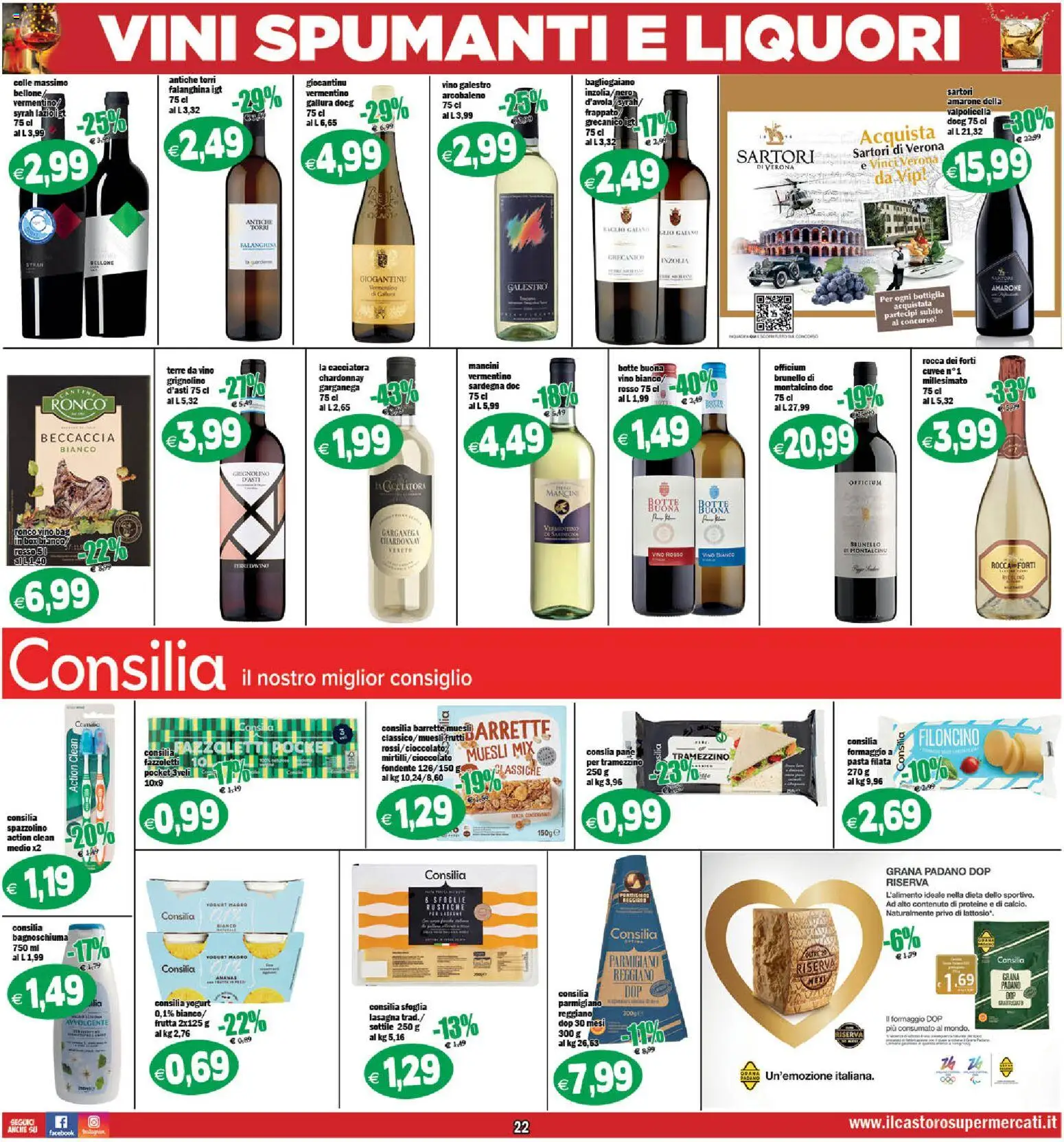 Volantino Il Castoro del 27.12.2025 | Pagina: 22 | Prodotti: Frutta, Vino, Tramezzino, Bottiglia