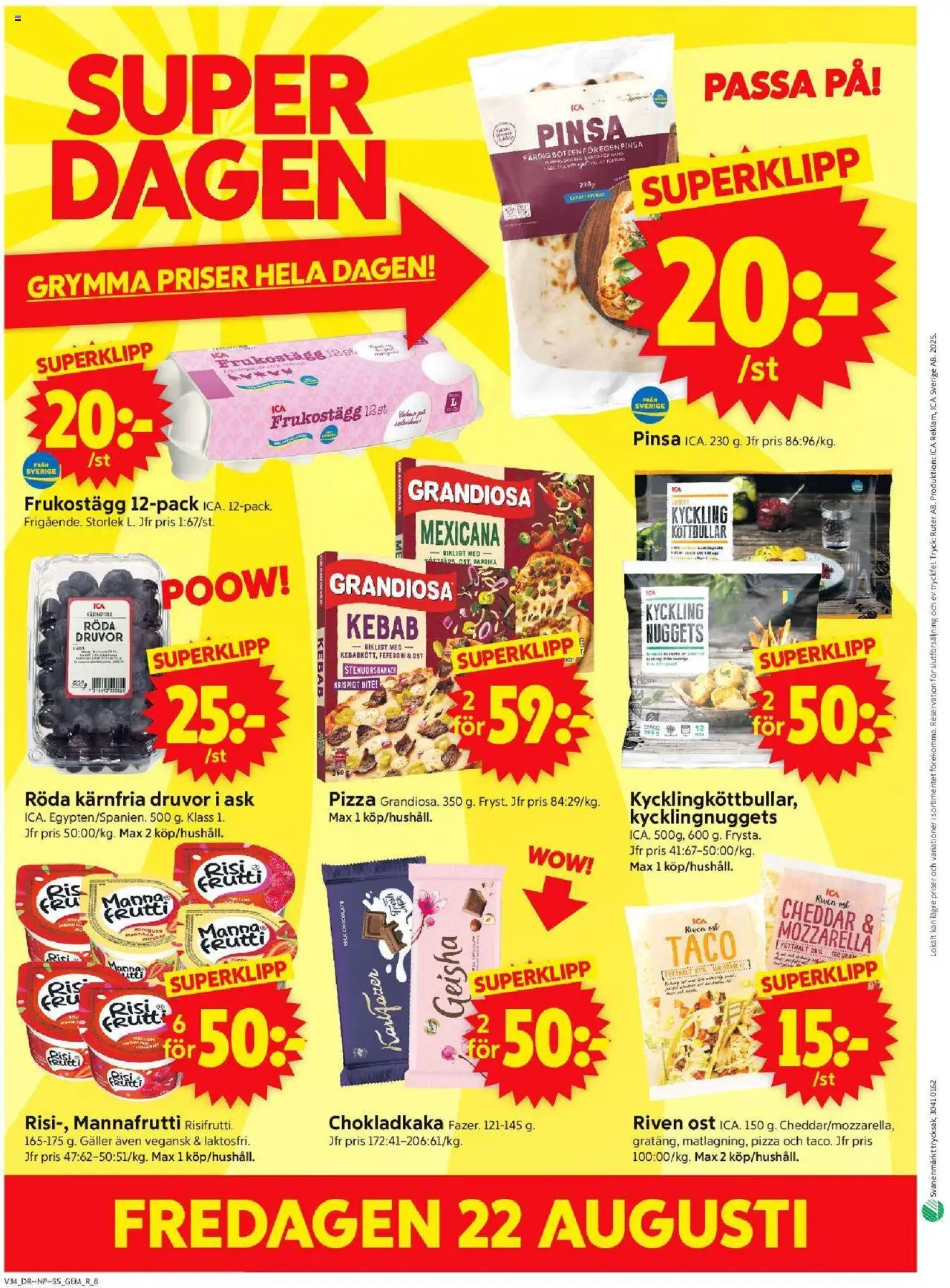 ICA Supermarket reklamblad aktuell från 18.08.2025 | Sida: 10 | Produkter: Chokladkaka, Galler, Cheddar, Ost