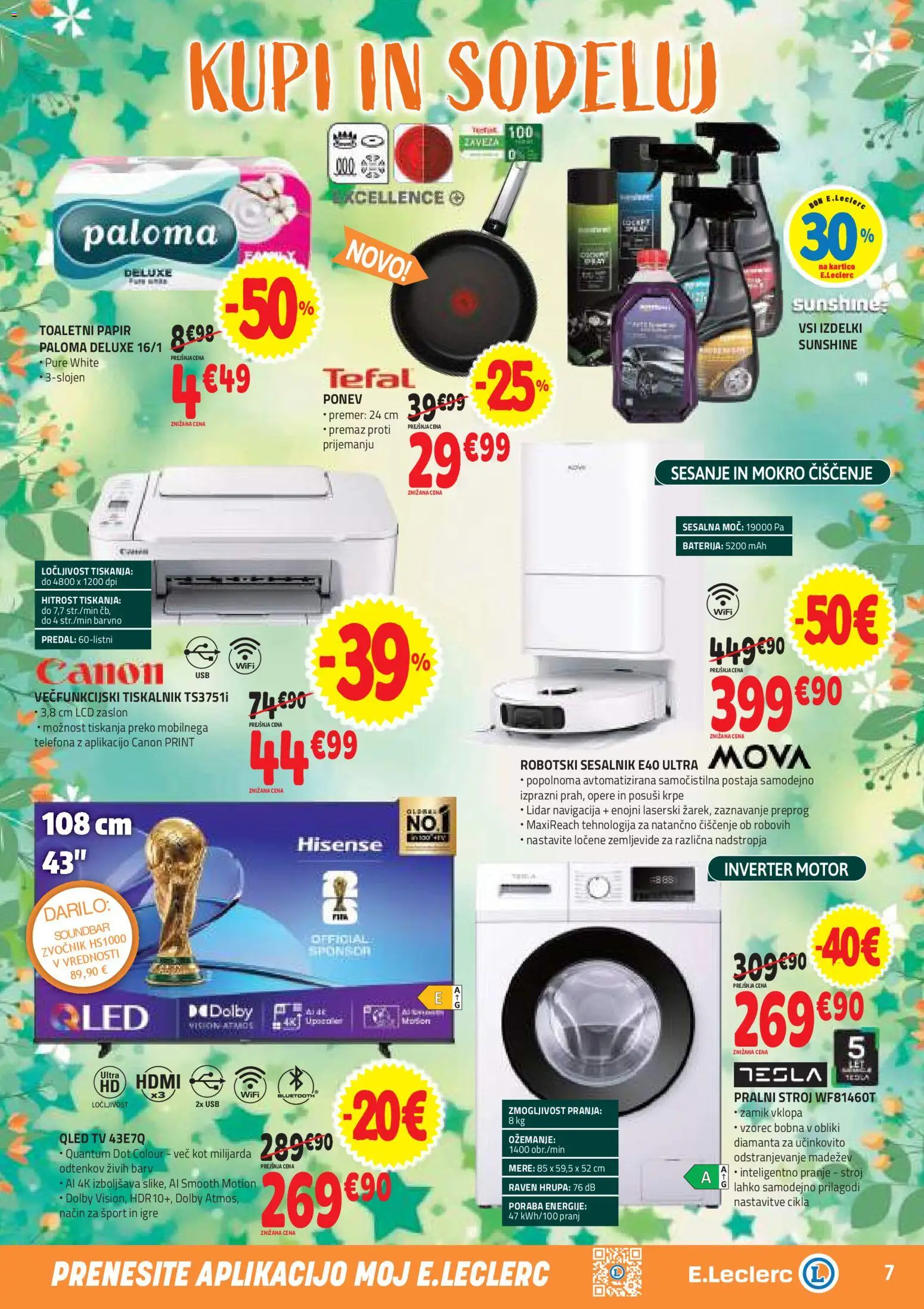Novi E.leclerc katalog ponudbe – veljaven od 15.04.2026 | Stran: 7 | Izdelki: Baterija, Tiskalnik, Toaletni papir, Navigacija