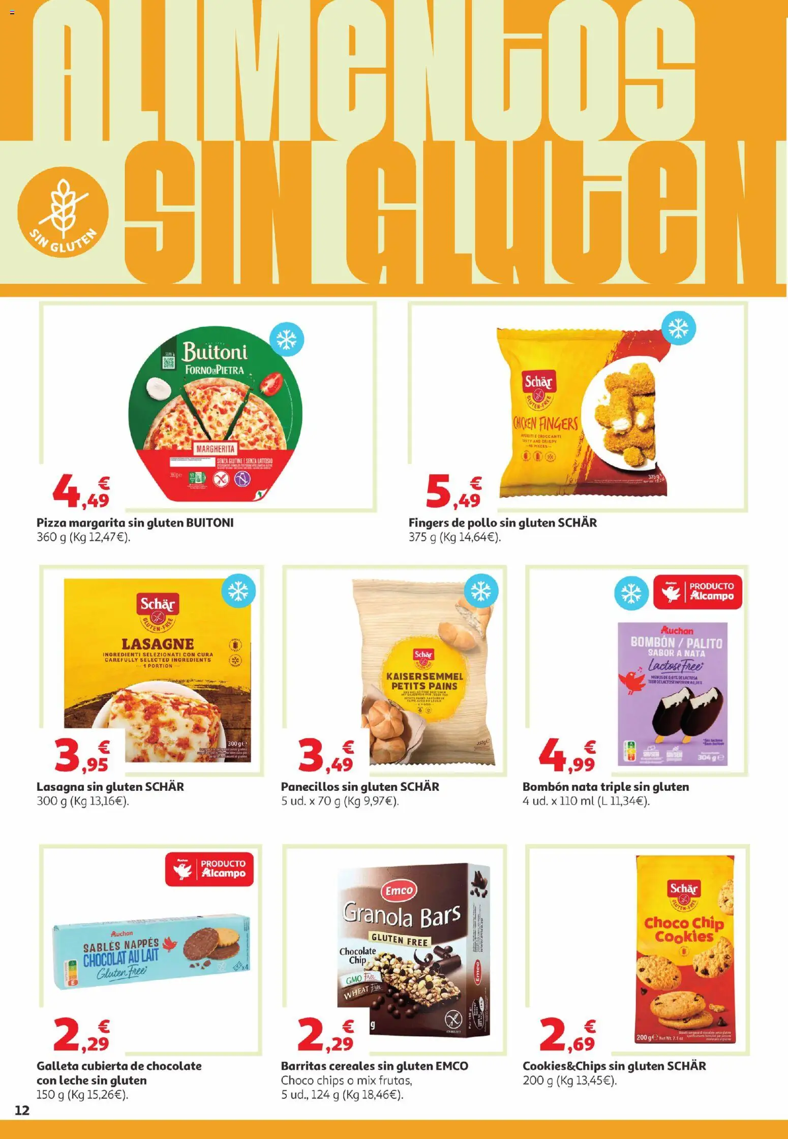 Alcampo Canarias │ válido desde el 05.05.2026 | Página: 12 | Productos: Leche, Chocolate, Pizza, Cereales