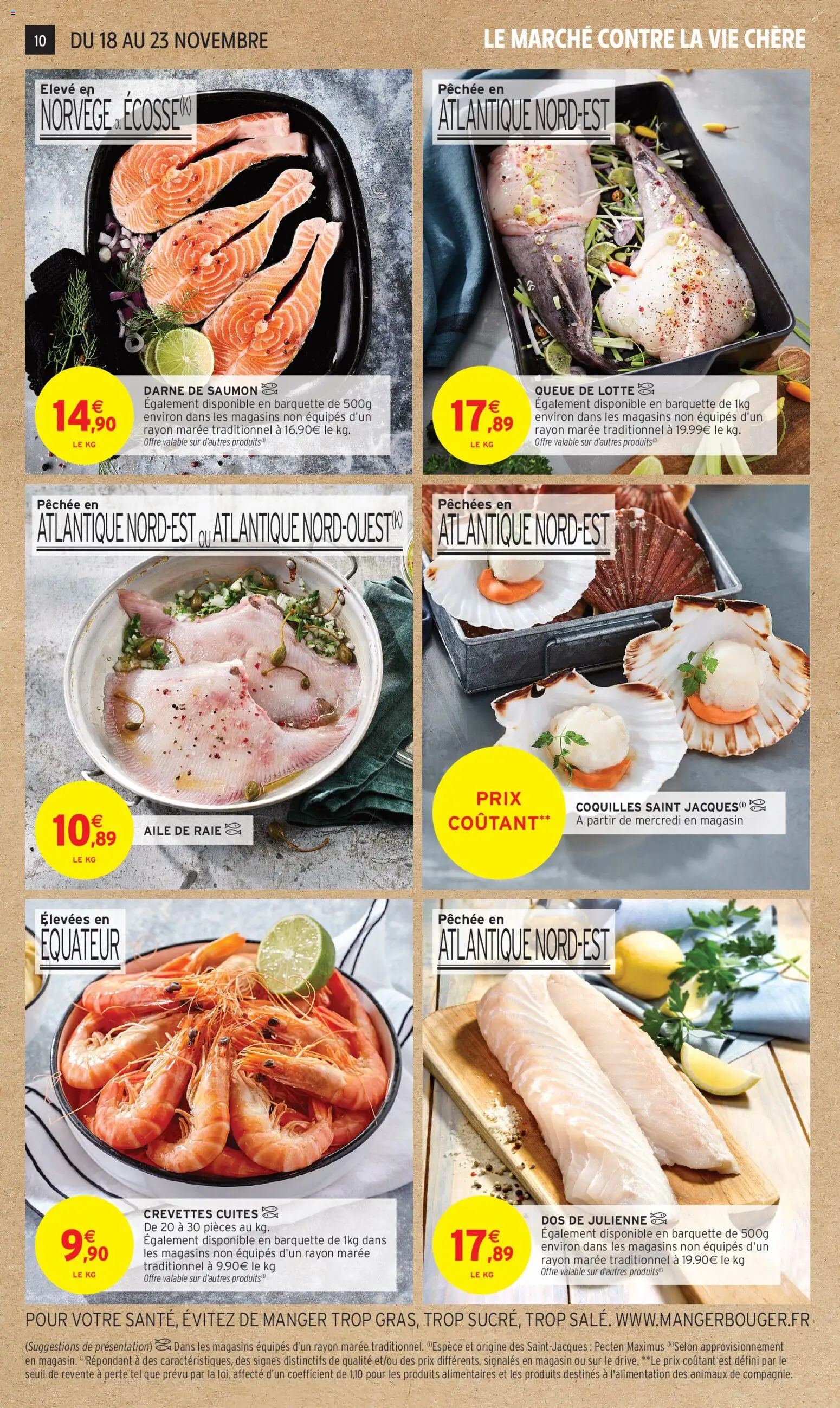 {H1} | Page: 10 | Produits: Queue de lotte, Aile de raie, Crevettes, Saumon