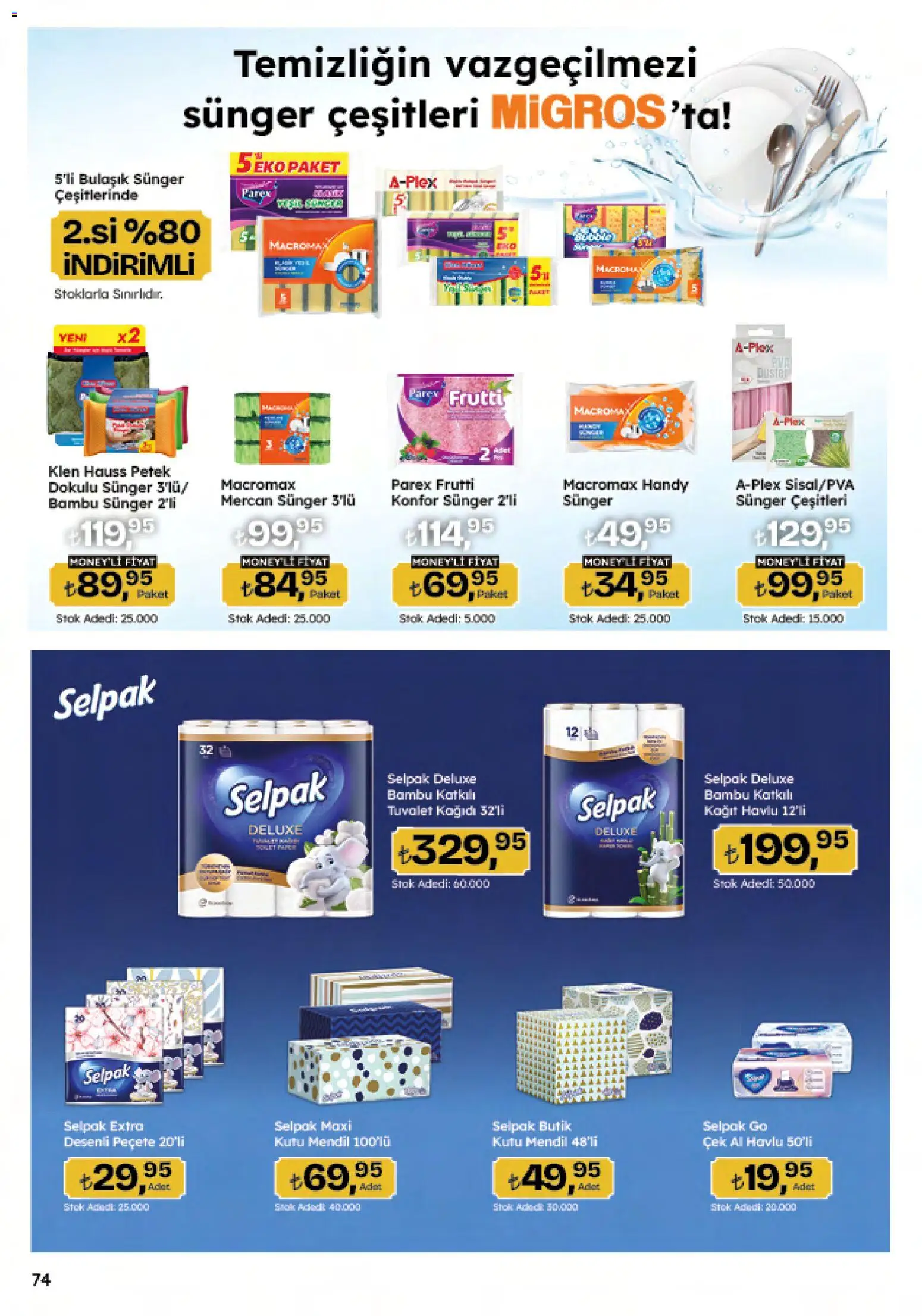 Migros Katalog - 5M Migroskop Dijital - 26.03.2026 tarihinden itibaren geçerlidir | Sayfa: 74 | Ürünler: Tuvalet, Mendil, Kağıt havlu, Tuvalet kağıdı