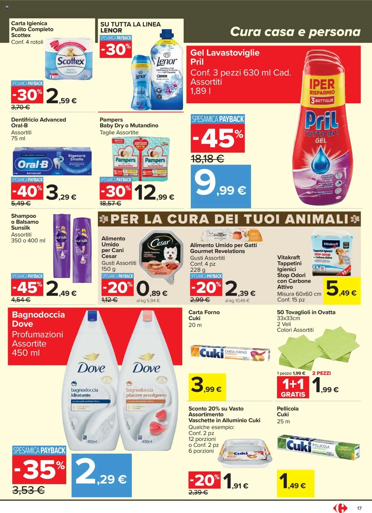 Volantino Carrefour del 07.08.2025 | Pagina: 17 | Prodotti: Shampoo, Pampers, Forno, Lenzuola