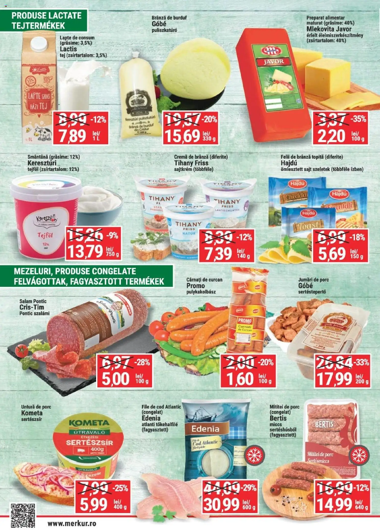 Noul catalog Merkur – valabil de la 16.04.2026 | Pagină: 2 | Produse: Lapte, Salam, Cremă de brânză, Smântână