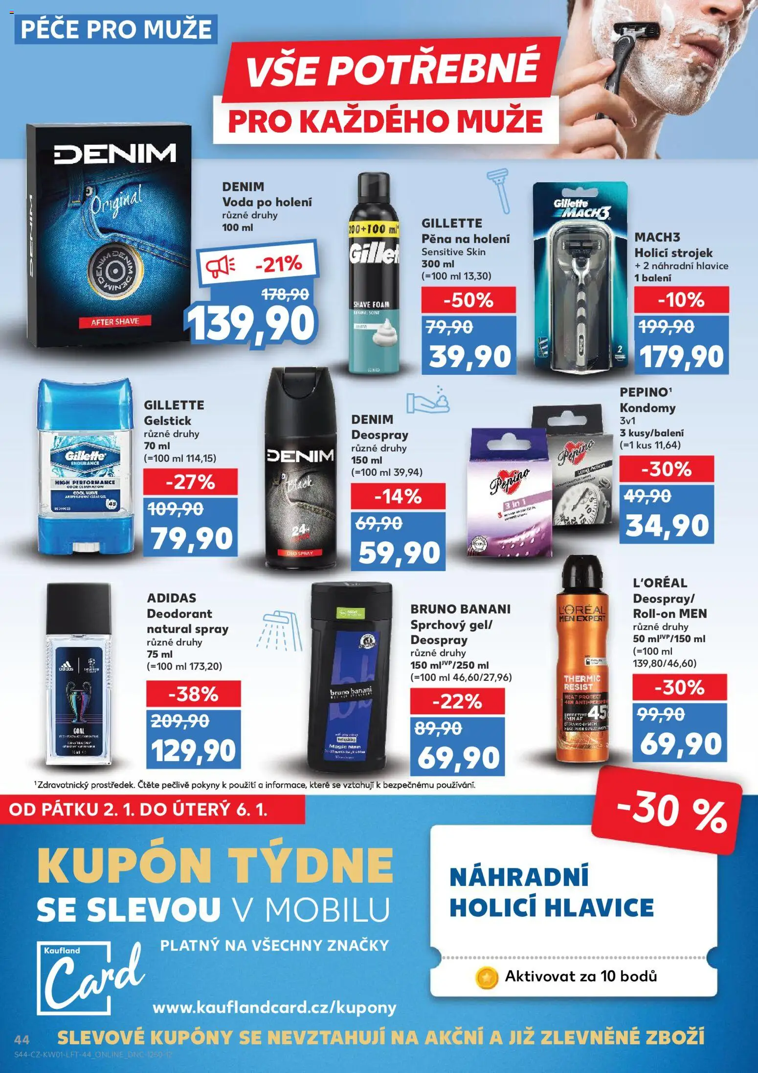 Kaufland leták - Brno od 02.01.2026 | Strana: 44 | Produkty: Voda po holení, Kondomy, Holicí strojek, Bruno Banani