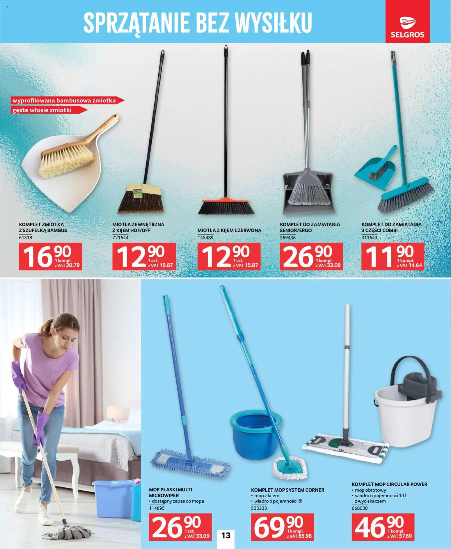 Selgros cash&carry gazetka - Sprzątanie od 26.03.2026 | Strona: 13 | Produkty: Mop obrotowy