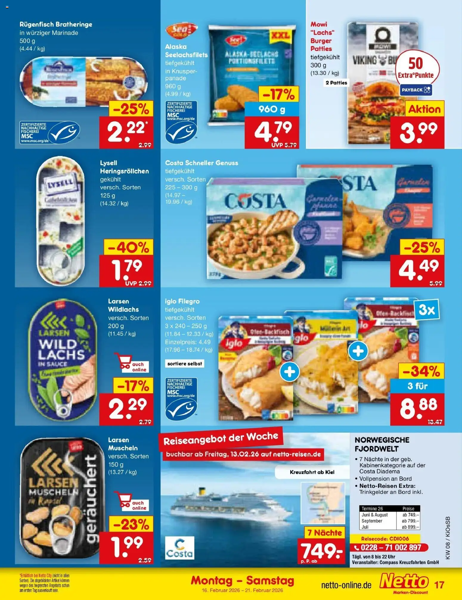 Netto Marken-Discount - Netto: Wochenangebote – gültig ab 16.02.2026 | Seite: 19 | Produkte: Iglo, Burger, Lachs, Uhr
