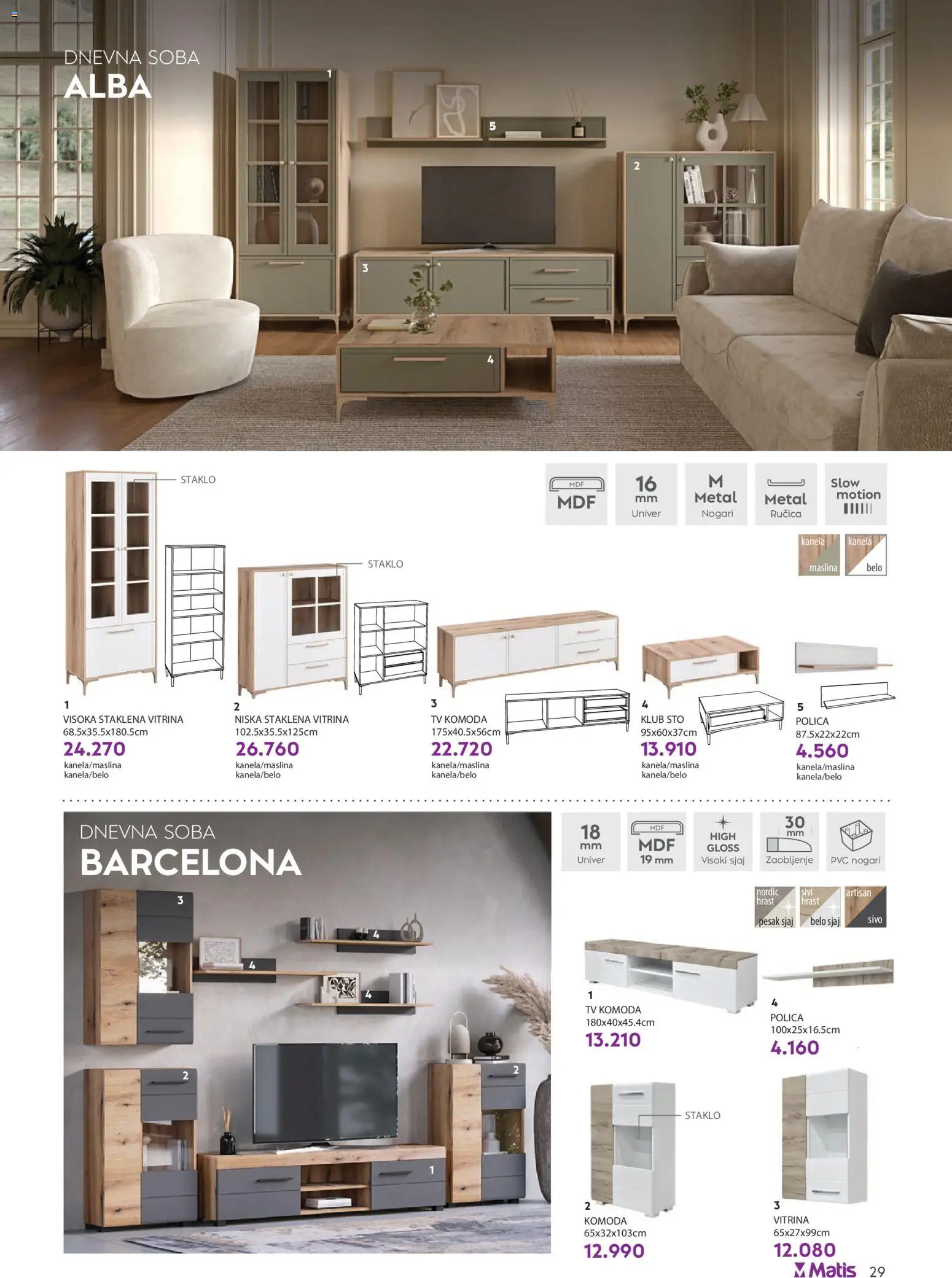 Matis katalog - važi od 01.03.2026 | Strana: 29 | Proizvode: Komoda, Tv komoda, Polica, Sto