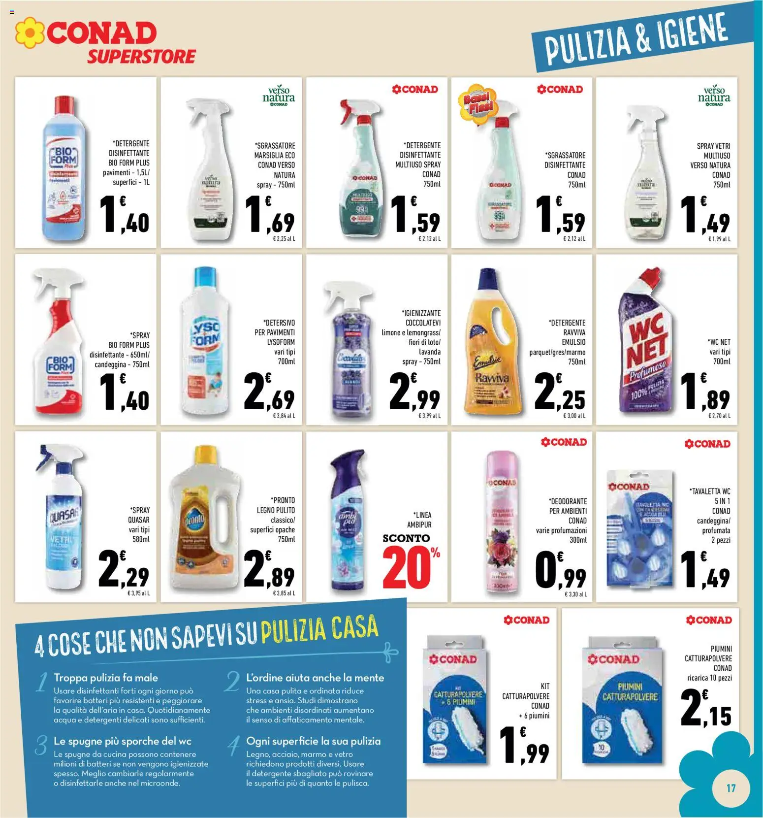 Volantino Conad del 11.03.2026 | Pagina: 17 | Prodotti: Detergente, Acqua, Limone, WC