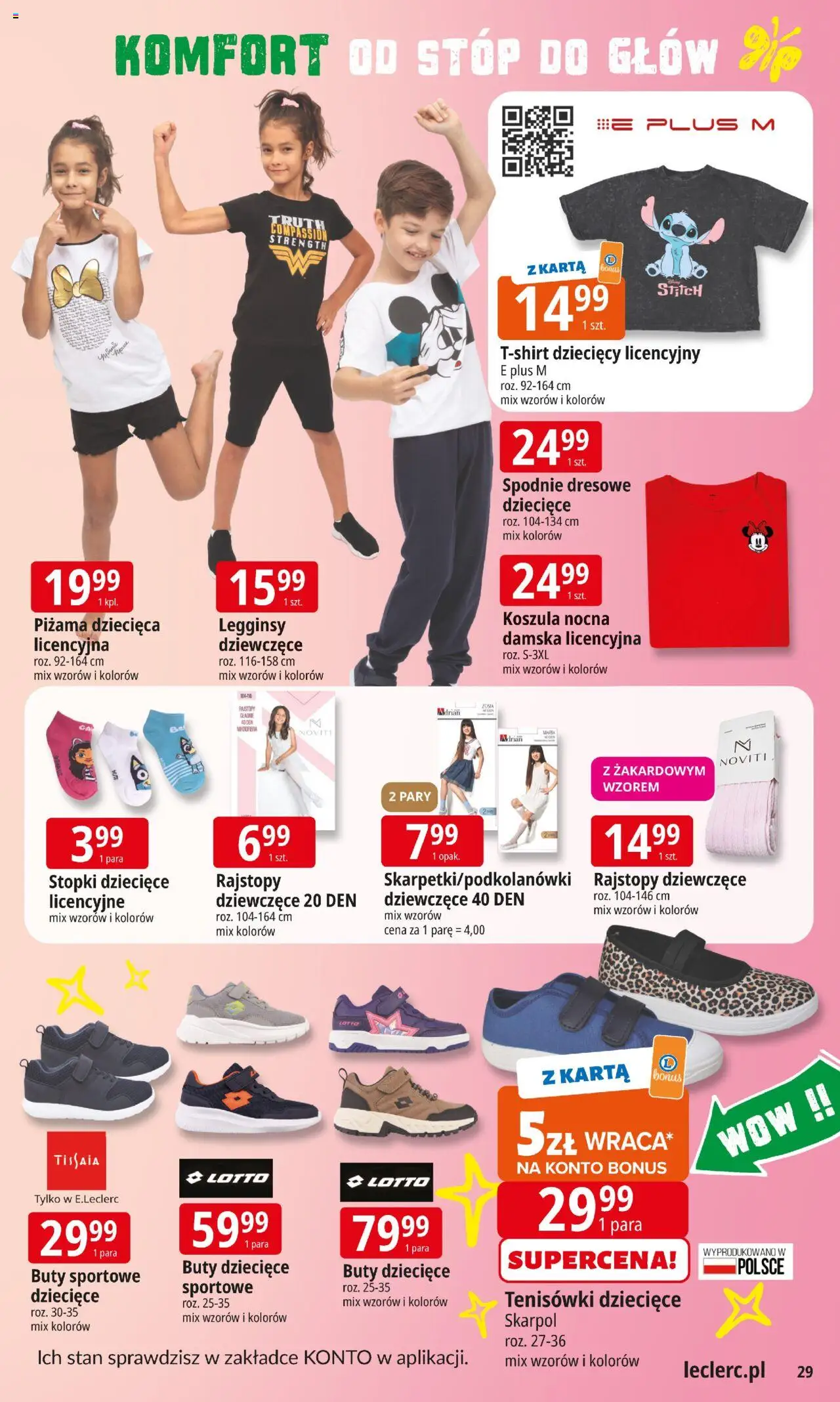 E.Leclerc Gazetka - Warszawa Jerozolimskie od 12.08.2025 | Strona: 29 | Produkty: Buty sportowe, Legginsy, Buty, Rajstopy