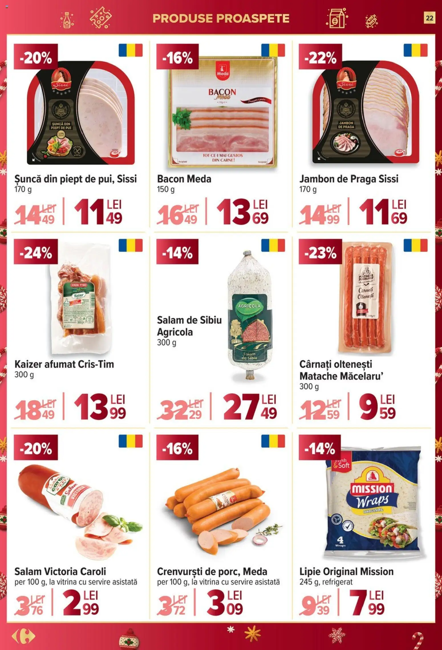 Noul catalog Carrefour – valabil de la 26.11.2025 | Pagină: 22 | Produse: Hacıyatmaz Kedi Oyuncağı, Vitrină, Bacon, Cârnați