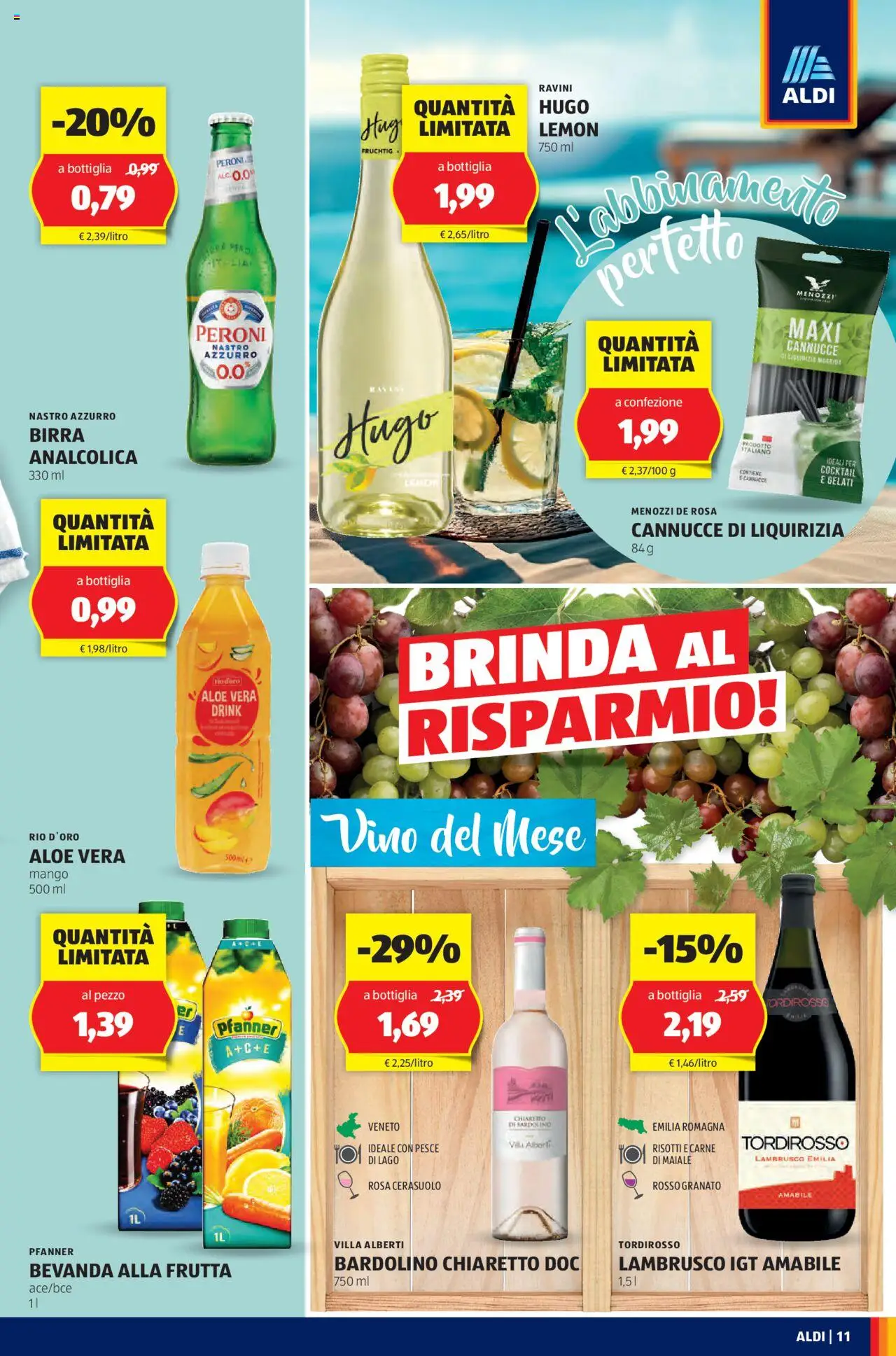 Volantino Aldi del 18.08.2025 | Pagina: 11 | Prodotti: Maiale, Pesce, Vino, Bottiglia