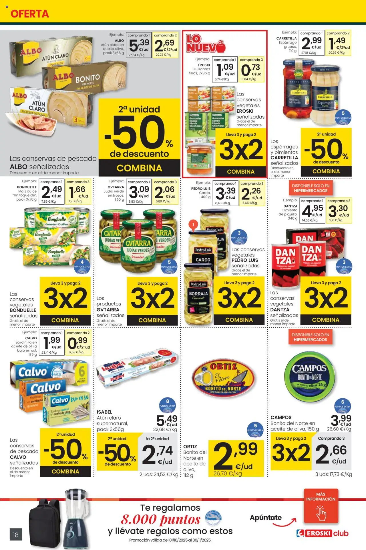 Eroski - Precio más bajo  │ válido desde el 02.10.2025 | Página: 18 | Productos: Aceite, Νερό καρύδας, Té, Atún claro