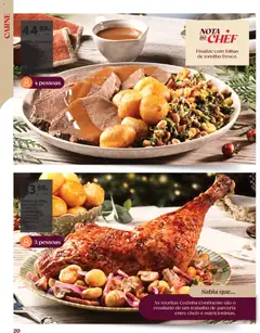 Pré-visualização VITELA ESTUFADA GAMIGAS DEGRELOS, FEIJÃO FRADE ECHOURICO E BATATAS ASSADAS, Stewed veal with gamigas, degrelos, beans, sausage and roasted potatoes. válido de 28.10.2025 | Página: 20 | Produtos: Peru, Vinho, Carne, Cogumelos