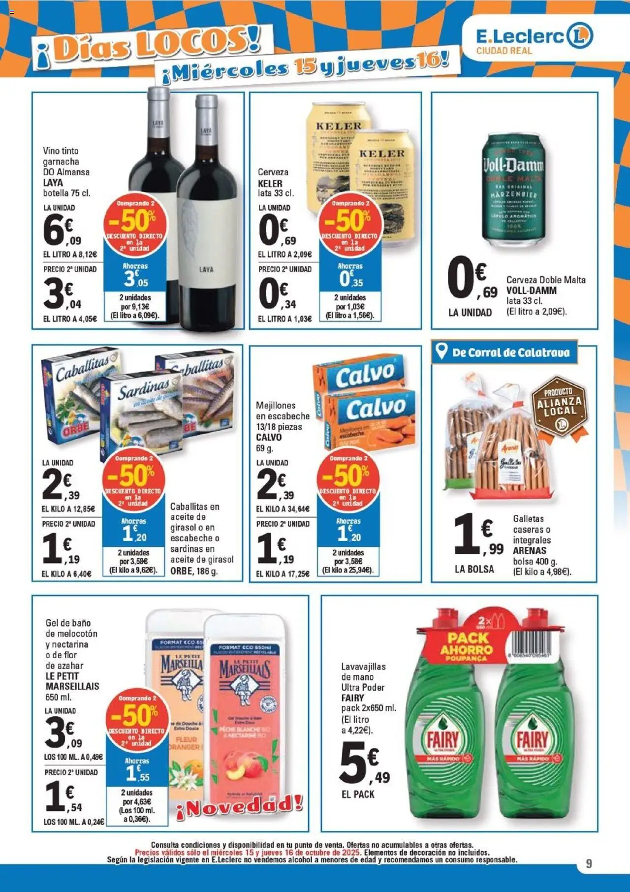 E.Leclerc folleto │ válido desde el 06.10.2025 | Página: 9 | Productos: Galletas, Bolsa, Lavavajillas, Baño