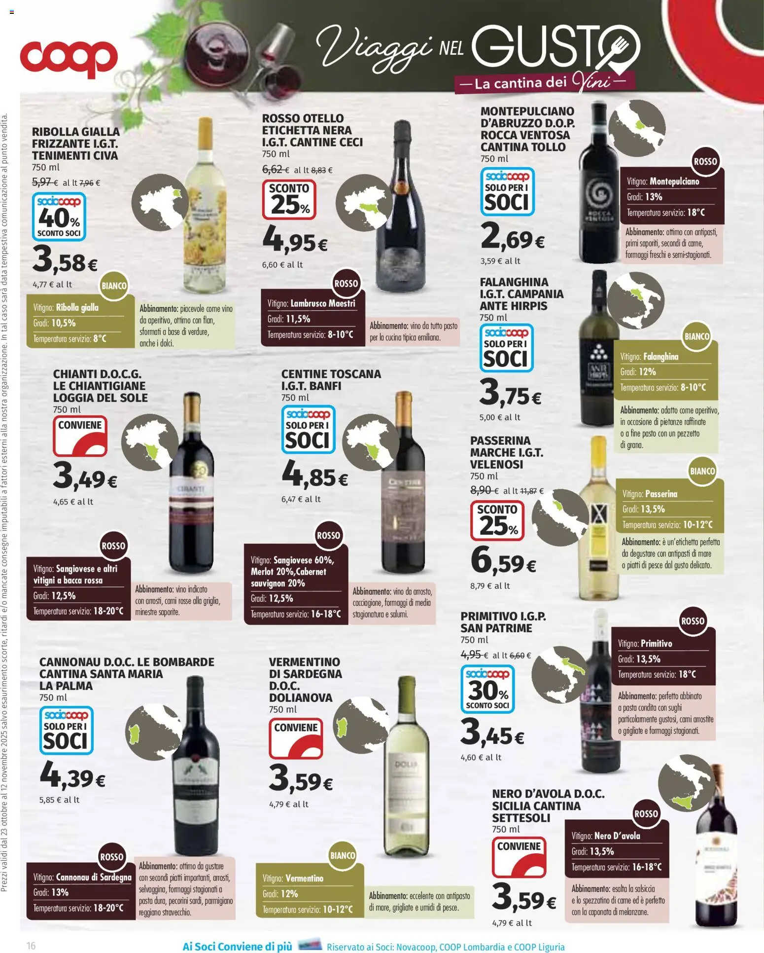 Volantino COOP del 23.10.2025 | Pagina: 16 | Prodotti: Pesce, Vino, Pasta, Parmigiano