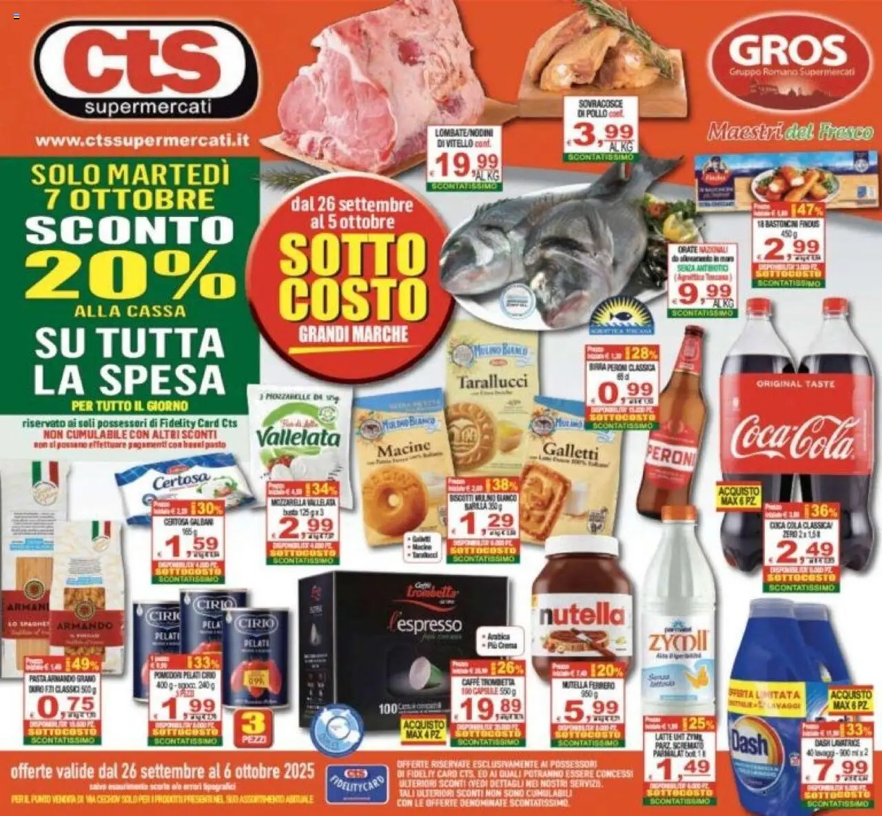 Volantino CTS del 26.10.2025 | Pagina: 1 | Prodotti: Caffè, Pasta, Vitello, Coca Cola