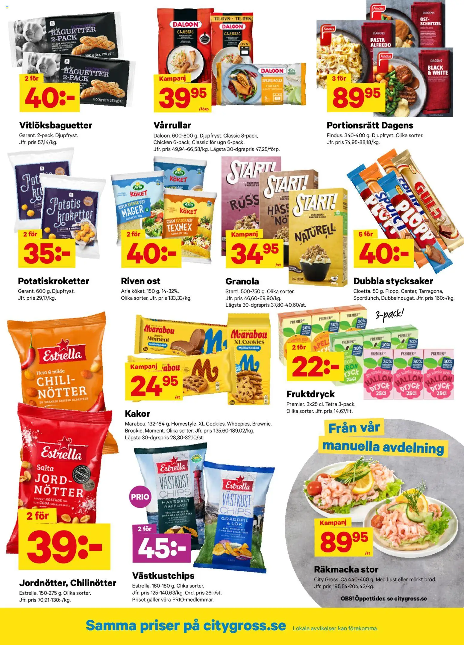 City Gross reklamblad aktuell från 27.04.2026 | Sida: 7 | Produkter: Chips, Potatis, Pasta, Hallon