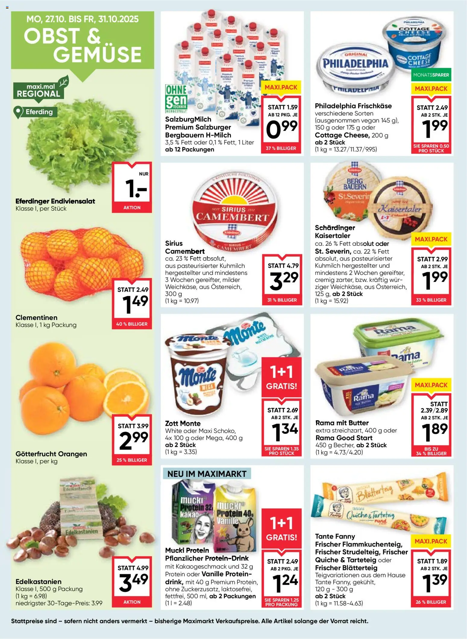 Maximarkt Flugblatt gültig ab 30.10.2025 | Seite: 10 | Produkte: Gemüse, Obst, Butter, Orangen