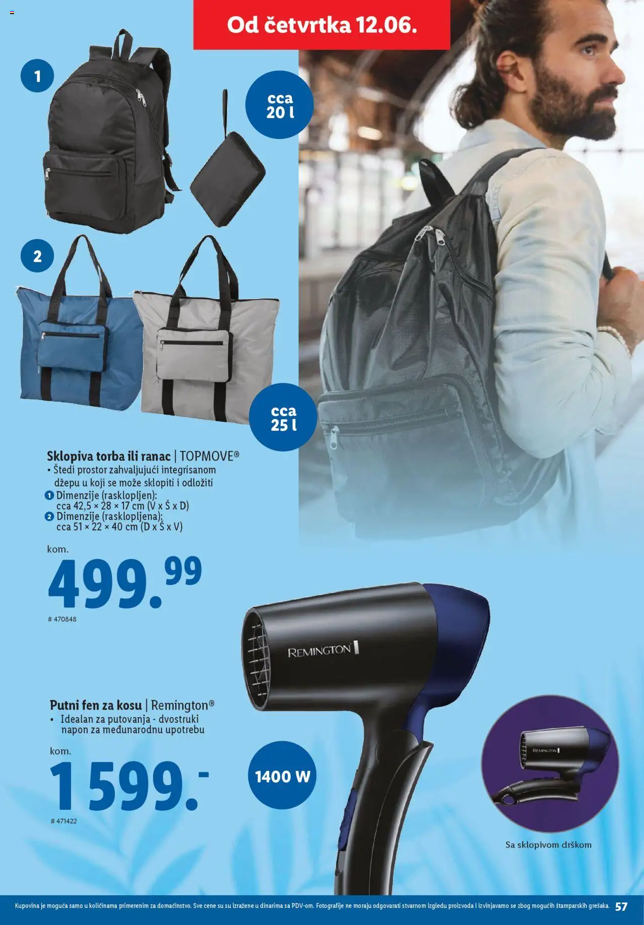 Lidl katalog - važi od 29.05.2025 | Strana: 57 | Proizvode: Ranac, Fen, Torba