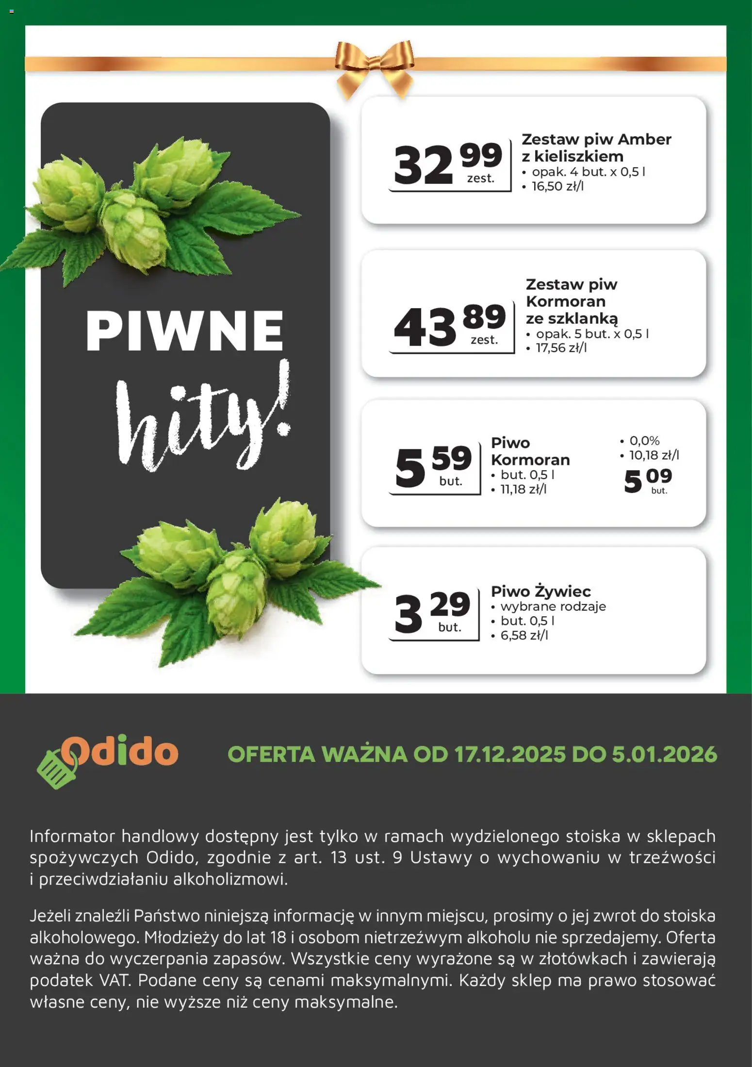 Odido Gazetka - Wybrane produkty od 17.12.2025 | Strona: 8 | Produkty: Szklanka, Piwo