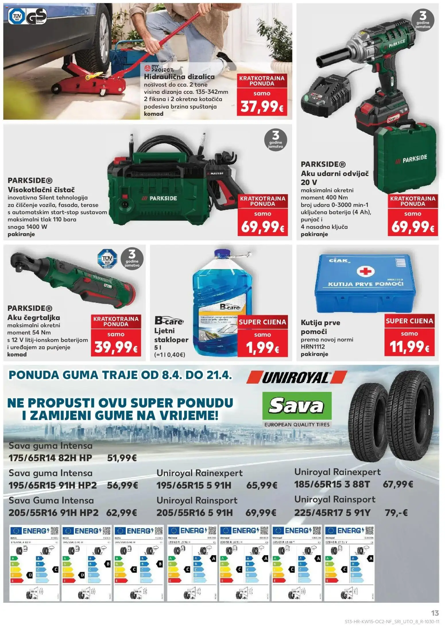 Kaufland katalog | vrijedi od 08.04.2026 | Stranica: 13 | Proizvodi: Kutija, Baterija, Parkside, Visokotlačni čistač