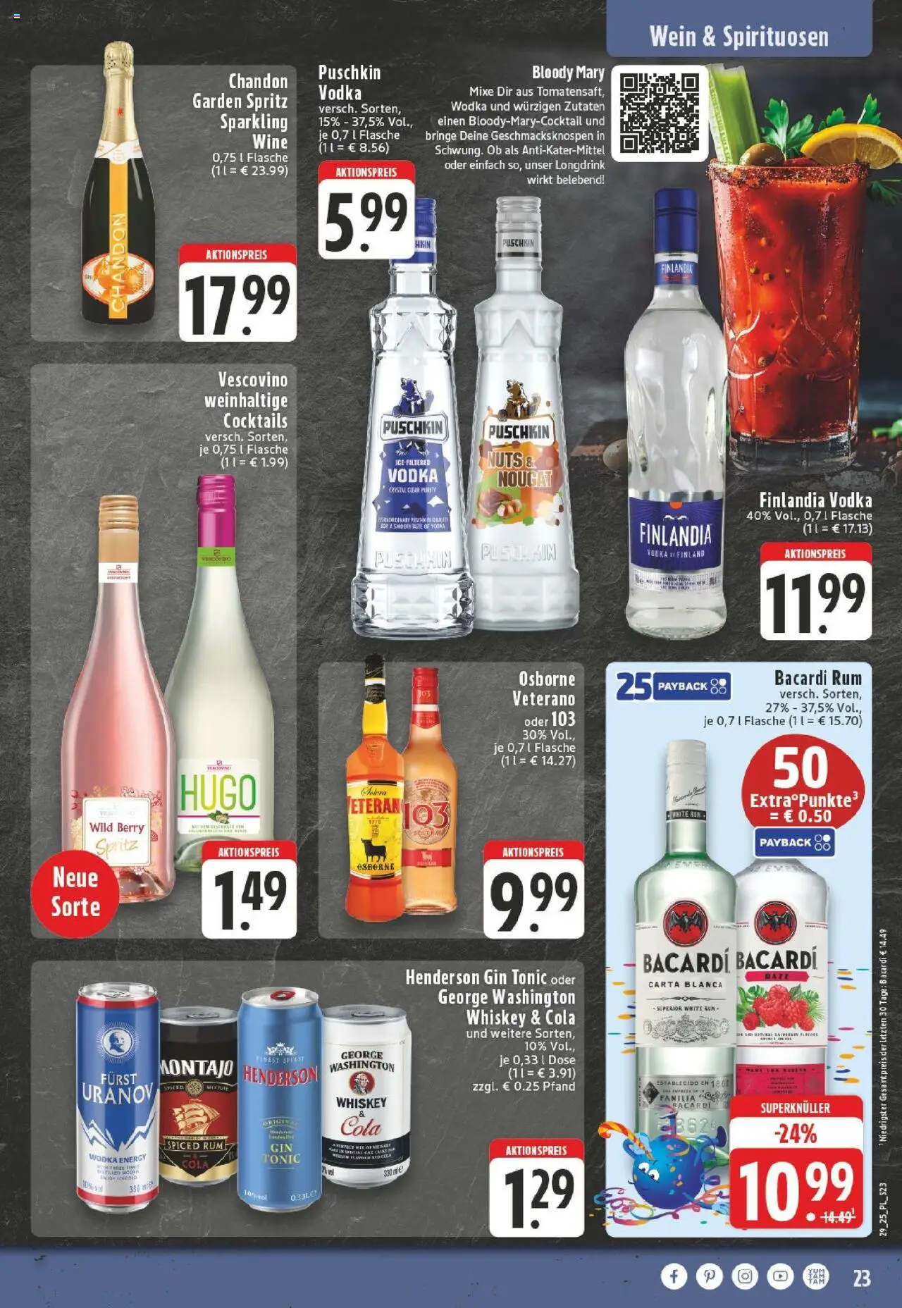 Edeka prospekt Kerken-Aldekerk	 - gültig ab dem 13.07.2025 | Seite: 23 | Produkte: Bacardi, Osborne, Gin, Wodka
