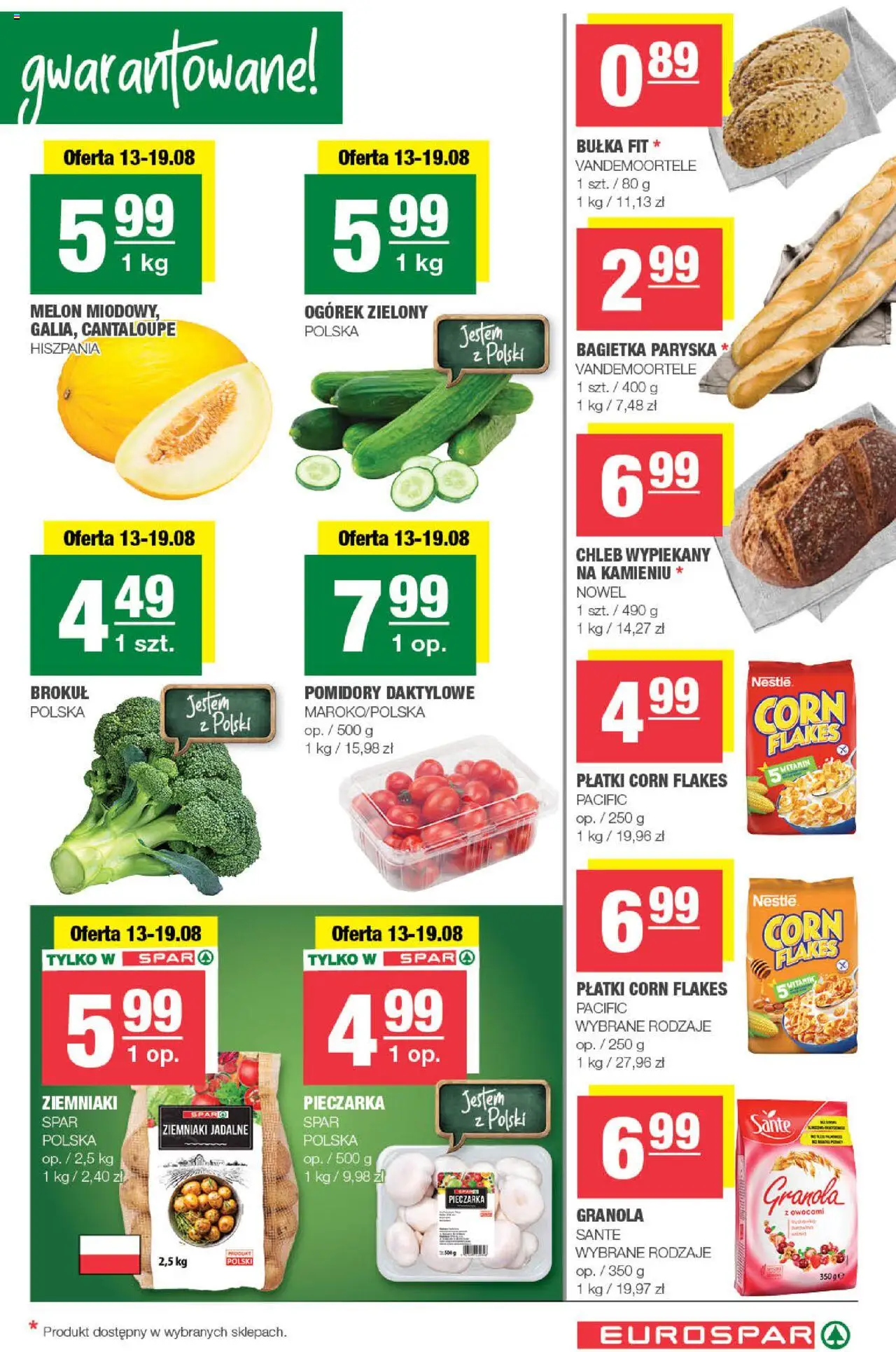 Spar Gazetka - Eurospar od 13.08.2025 | Strona: 3 | Produkty: Brokuł, Bagietka, Pomidory, Corn Flakes