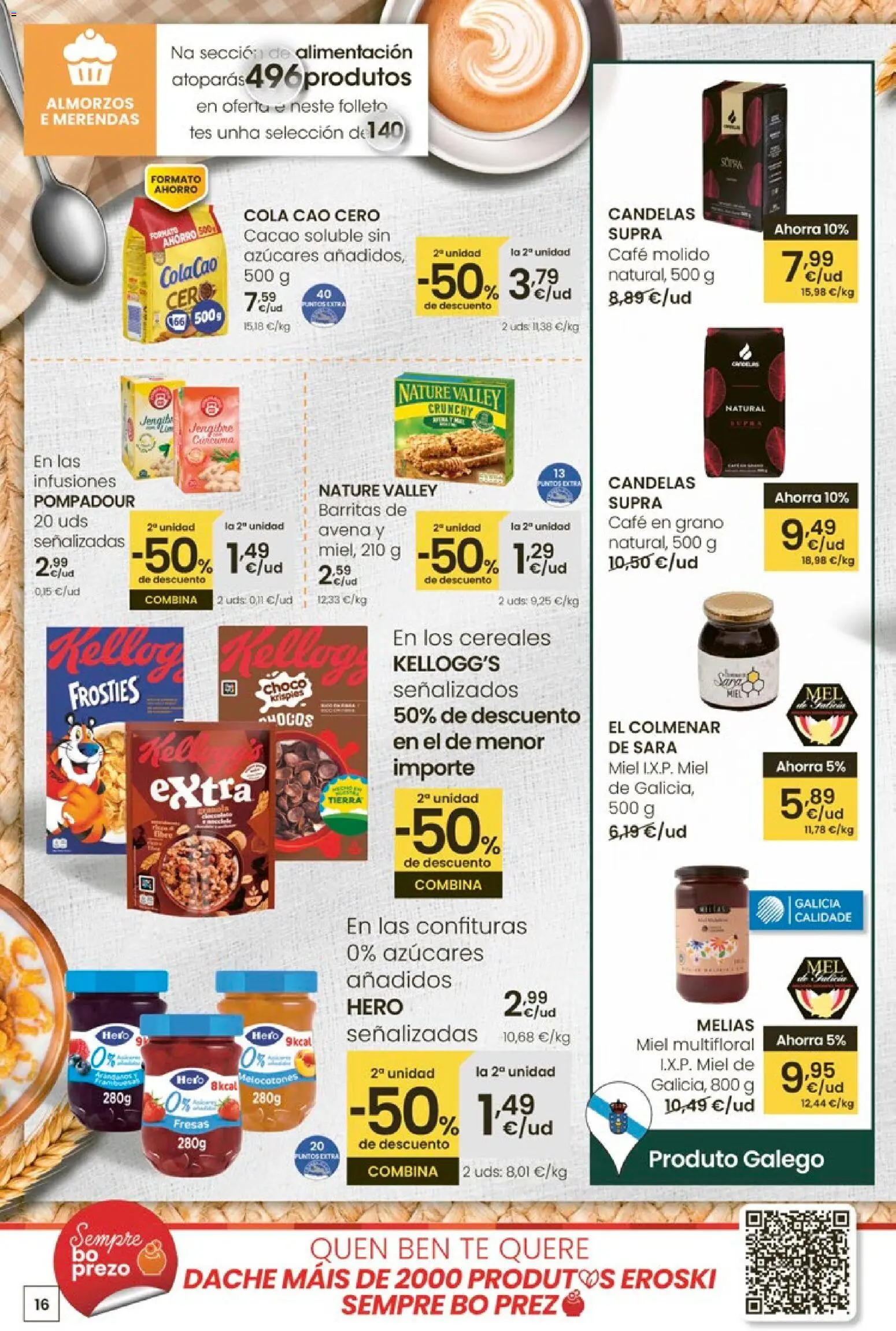 Eroski - Oferta │ válido desde el 12.03.2026 | Página: 16 | Productos: Café, Café molido, Cereales, Cacao soluble