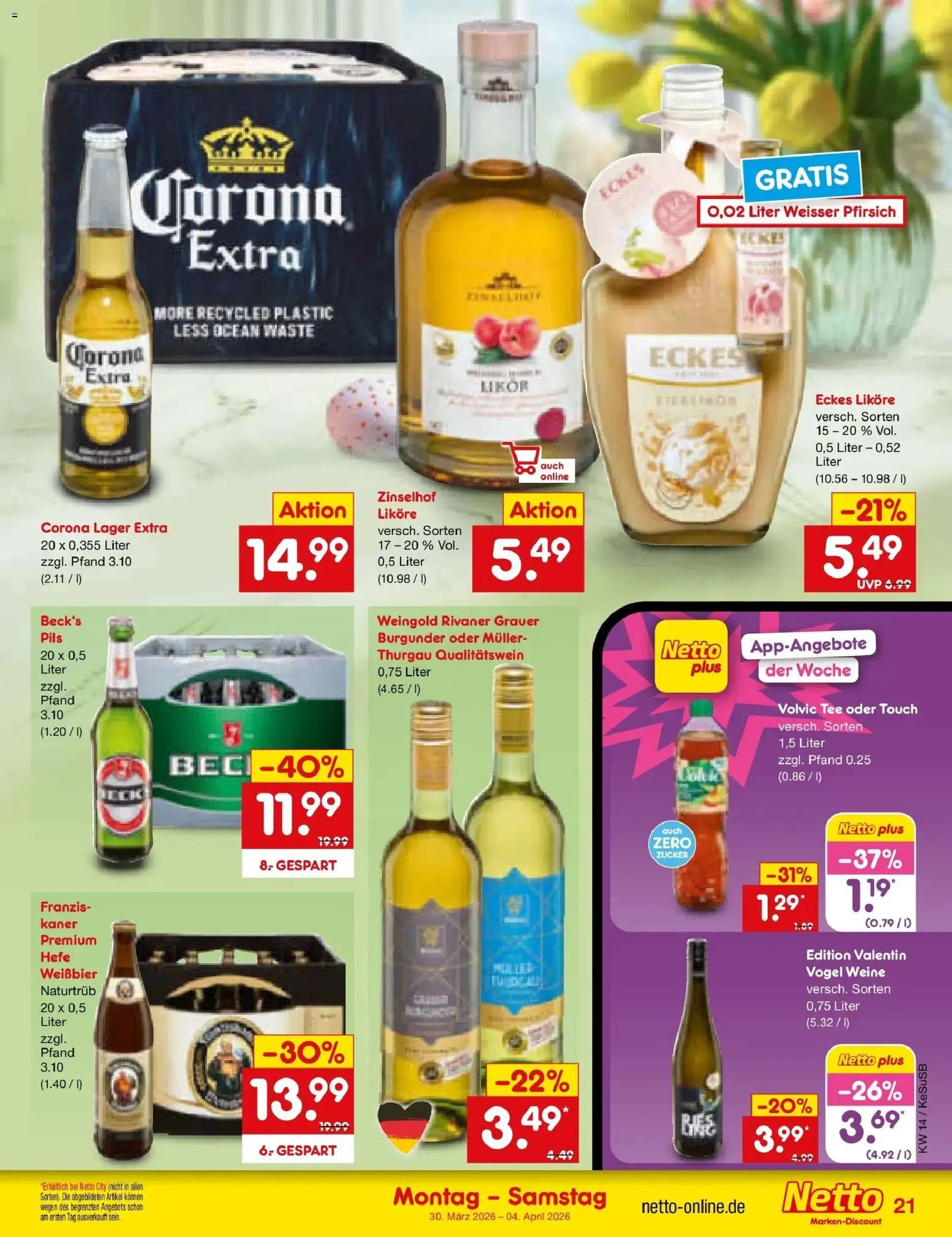 Netto Marken-Discount Prospekt Kruft	 – gültig ab 30.03.2026 | Seite: 25 | Produkte: Pils, Zucker, Pfirsich, Tee