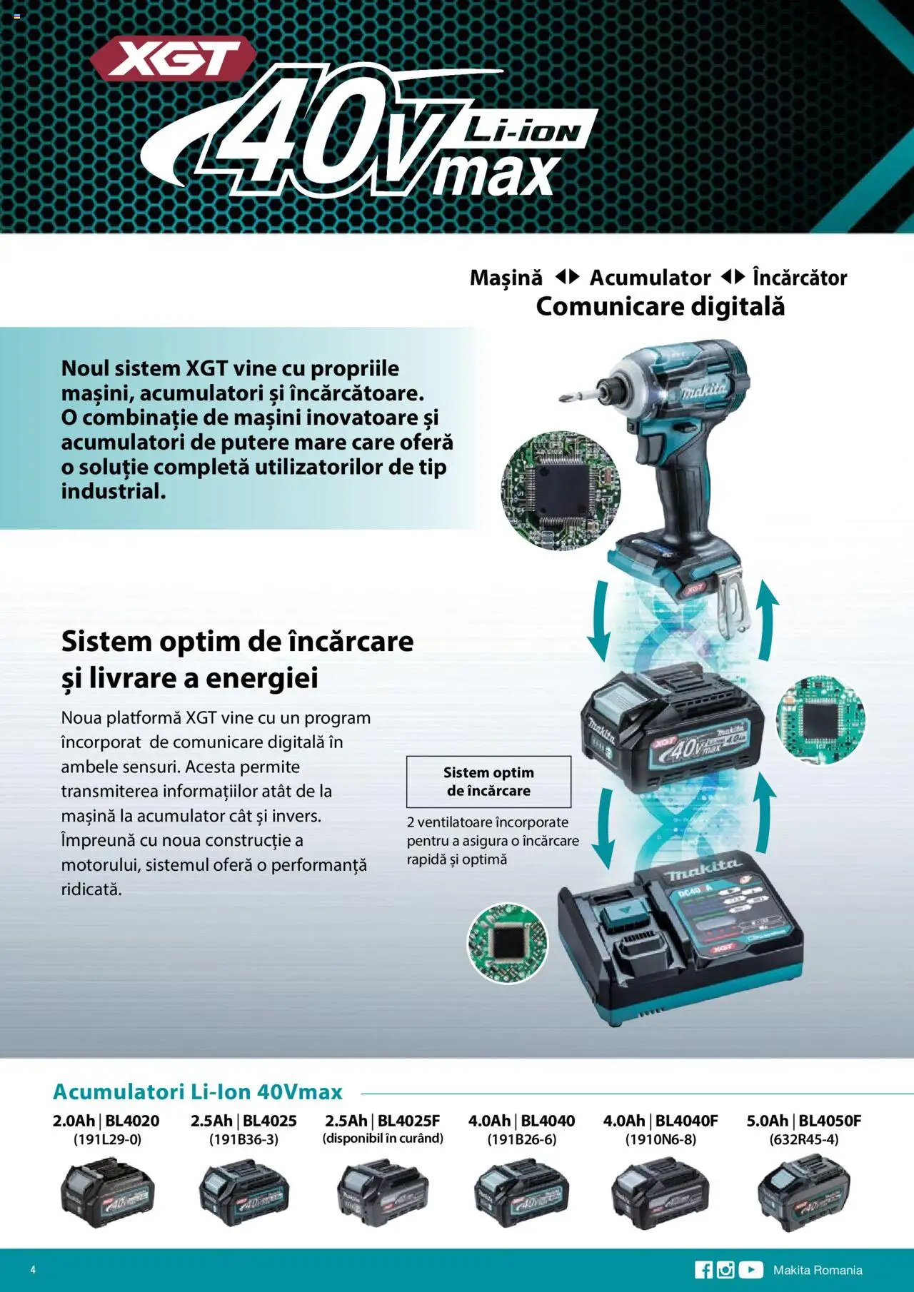 Makita catalog - Mașini cu acumulatori XGT 40Vmax / 80Vmax – valabil de la 01.02.2024 | Pagină: 4 | Produse: Încărcător