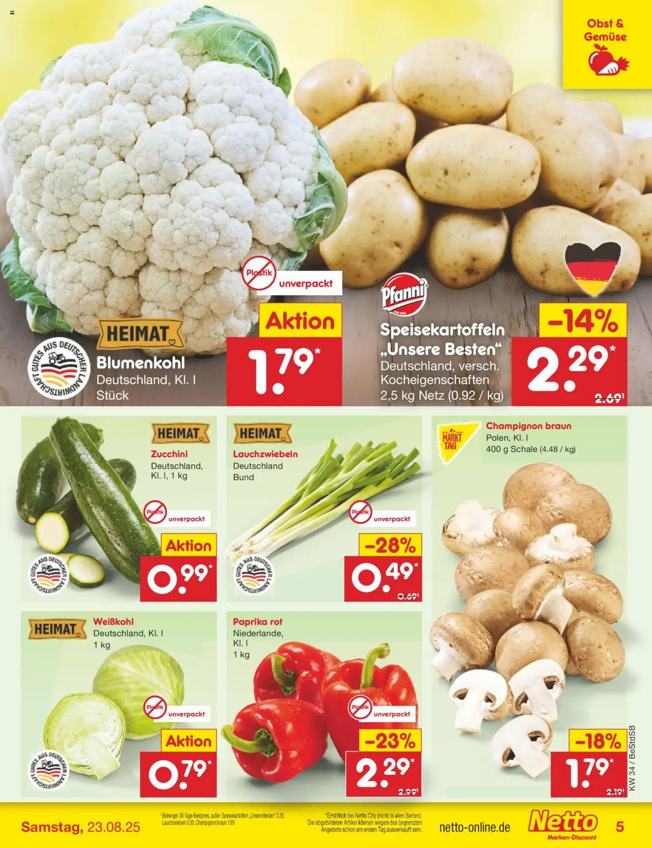 Netto Marken-Discount Prospekt 	 - gültig ab dem 18.08.2025 | Seite: 5 | Produkte: Paprika rot, Gemüse, Paprika, Zucchini