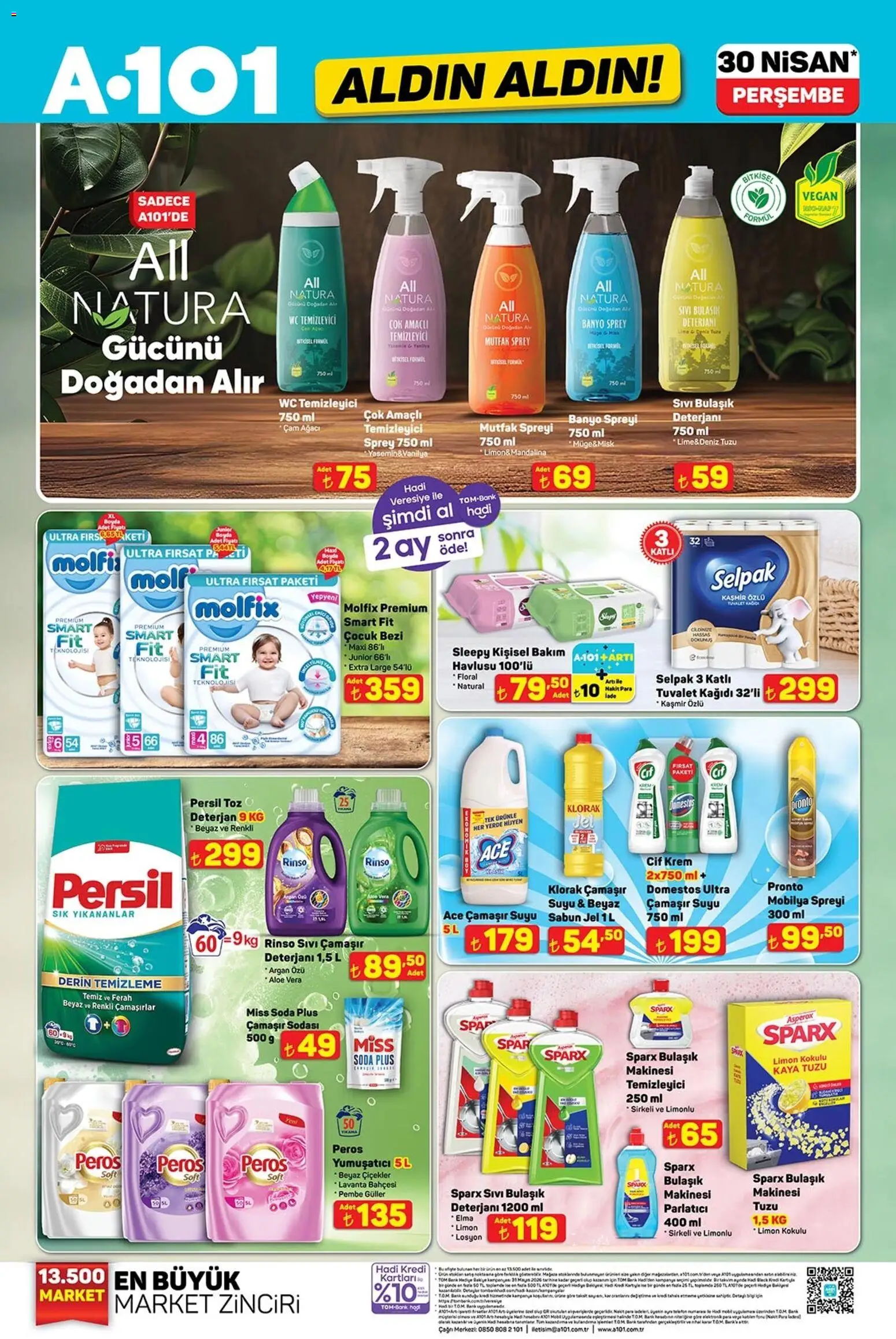 A101 - Katalog Aldın Aldın - 30.04.2026 tarihinden itibaren geçerlidir | Sayfa: 2 | Ürünler: Tuvalet, Deterjan, Elma, Limon