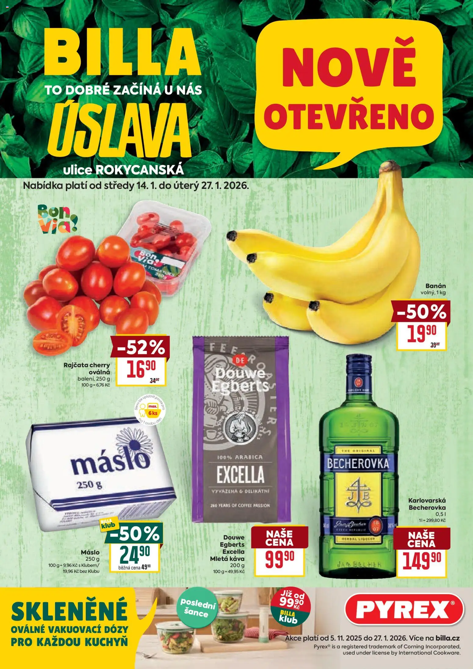 Billa leták - Speciál: Plzeň od 14.01.2026 | Strana: 1 | Produkty: Káva, Rajčata, Banán, Mletá káva