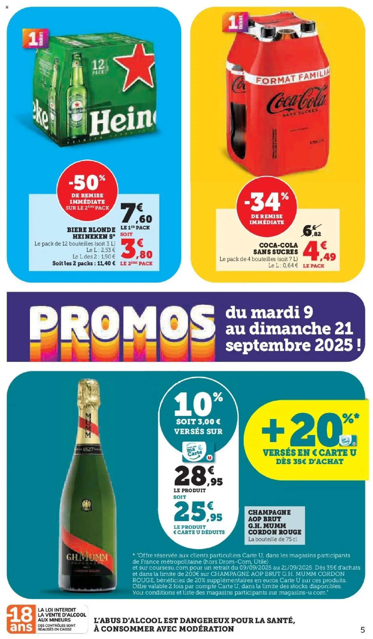  | Page: 5 | Produits: Bière blonde, Champagne, Coca cola, Bière