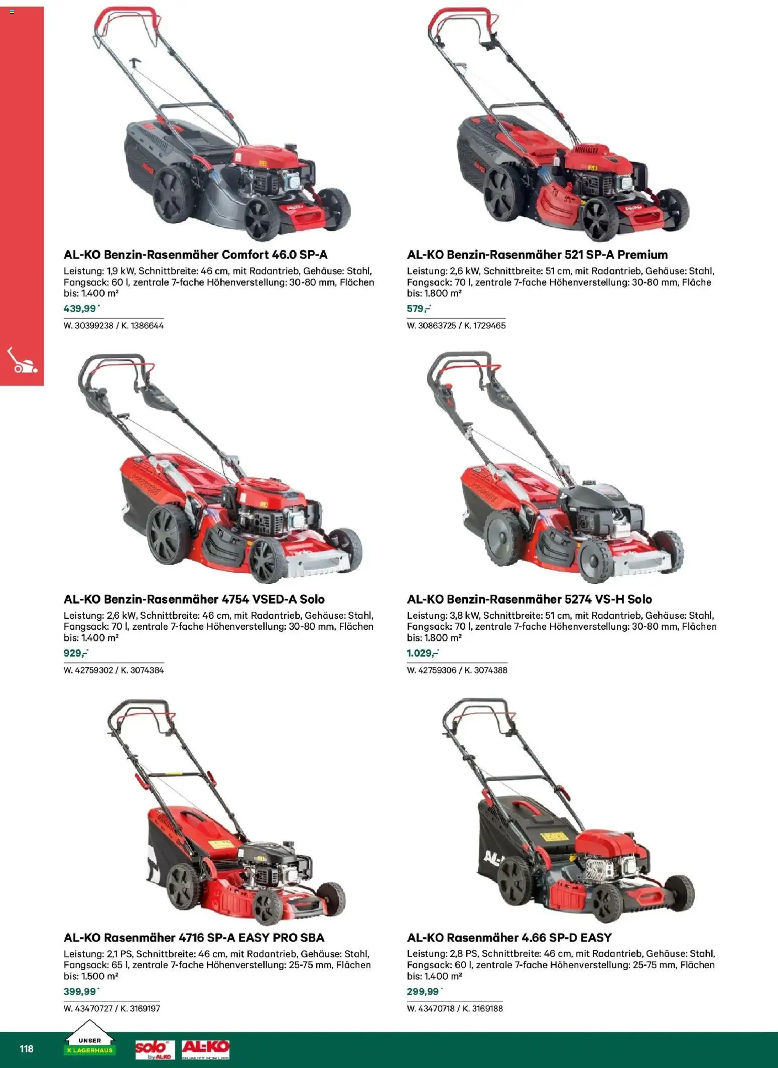 Lagerhaus Garten & Freizeit Katalog 2026 gültig ab 01.03.2026 | Seite: 118 | Produkte: Rasenmäher