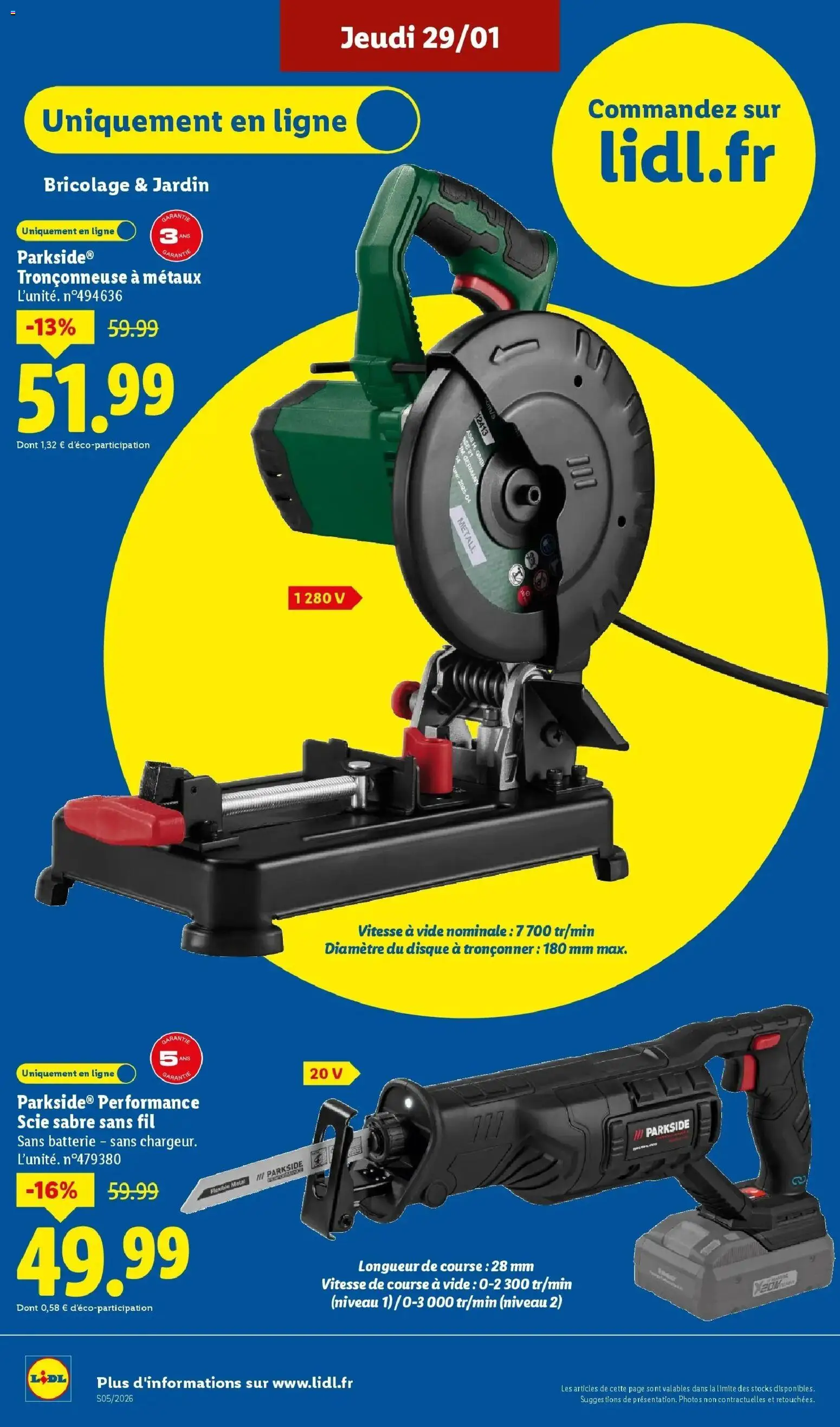 Catalogue LIDL du 28/01/2026 | Promo prospectus en ligne | Page: 48 | Produits: Tronçonneuse, Batterie